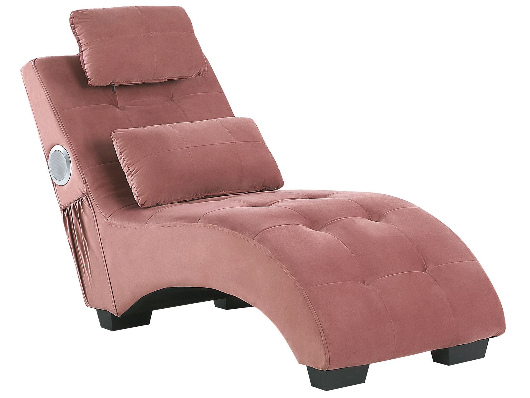 Chaise Longue SIMORRE Velvet Pastel Pink with Built-In Bluetooth Speaker