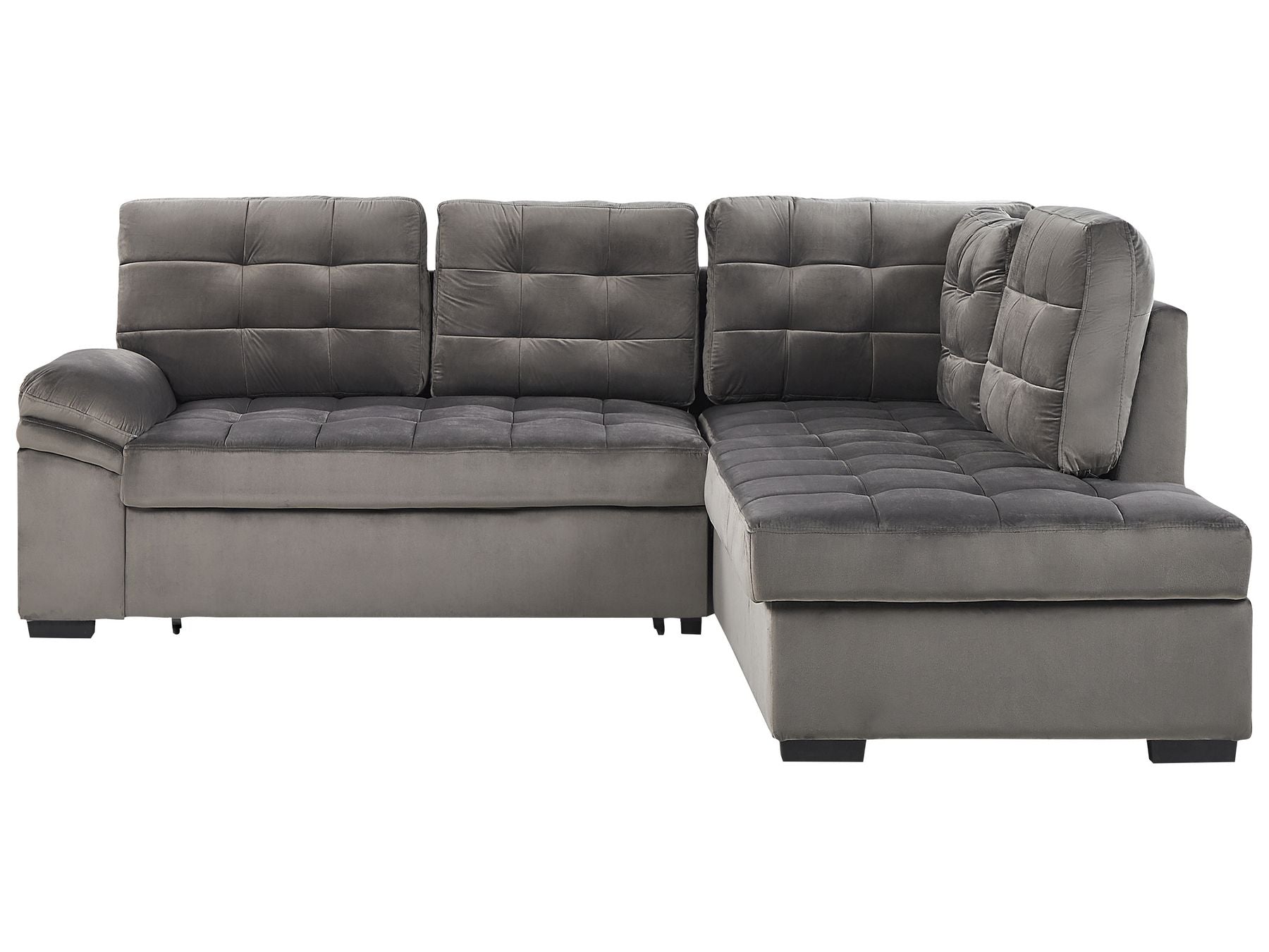 Corner Sofa Bed VARNAMO Velvet Grey with Storage 4 Seater Left Hand
