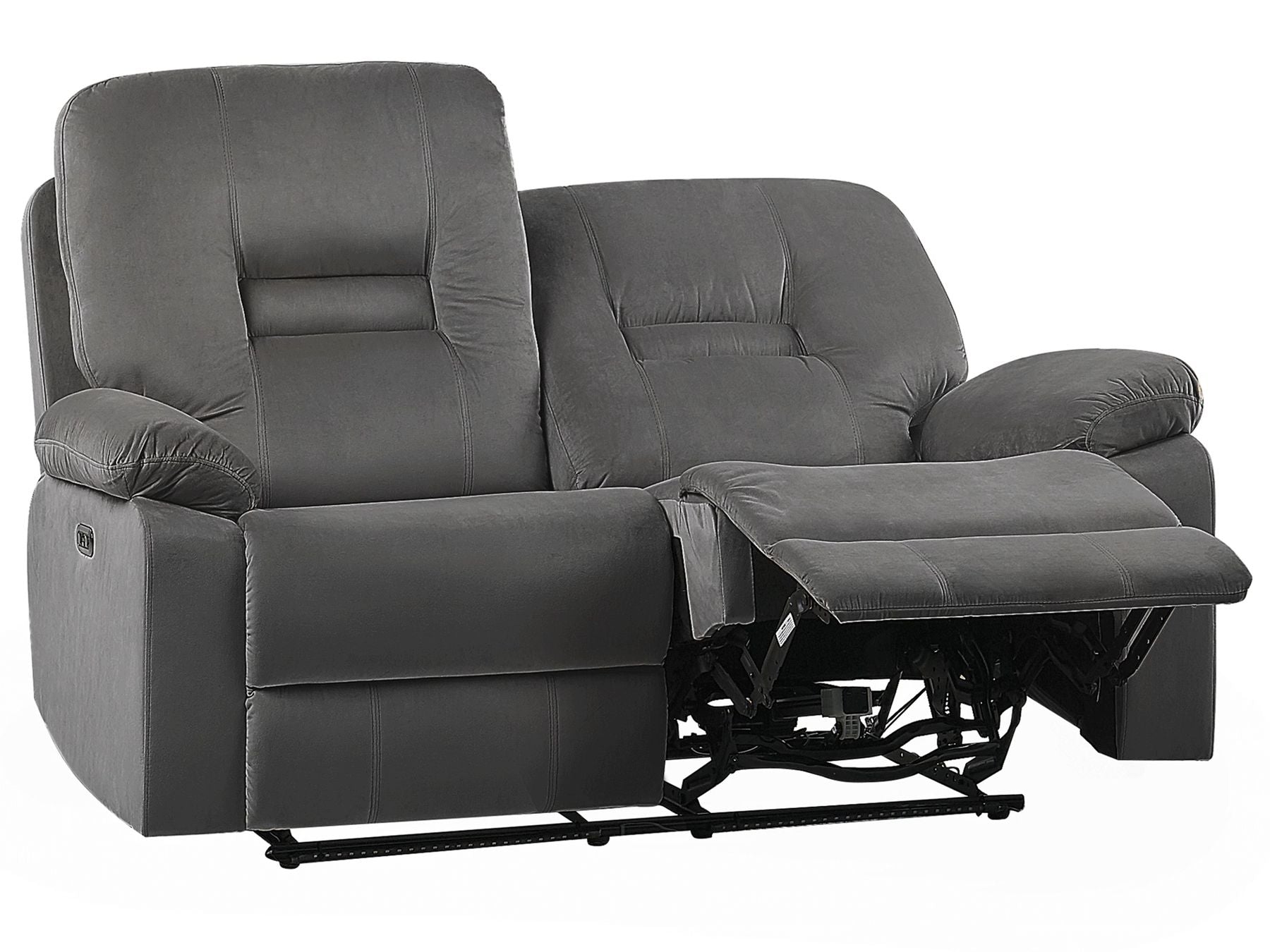 2 Seater Velvet LED Electric Recliner Sofa with USB Port Grey BERGEN