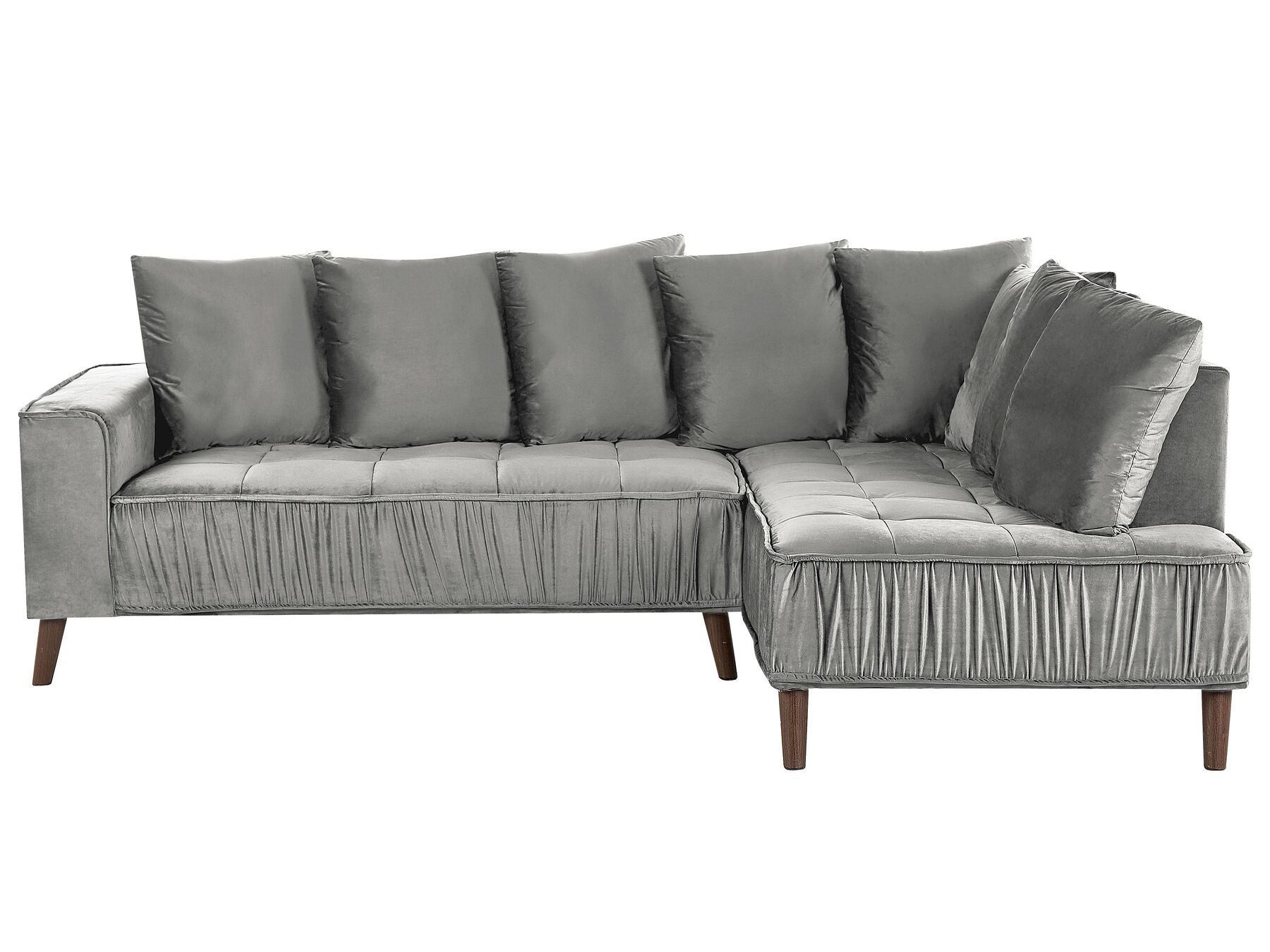 Corner Sofa GRENA Velvet Light Grey 3 Seater Left Hand