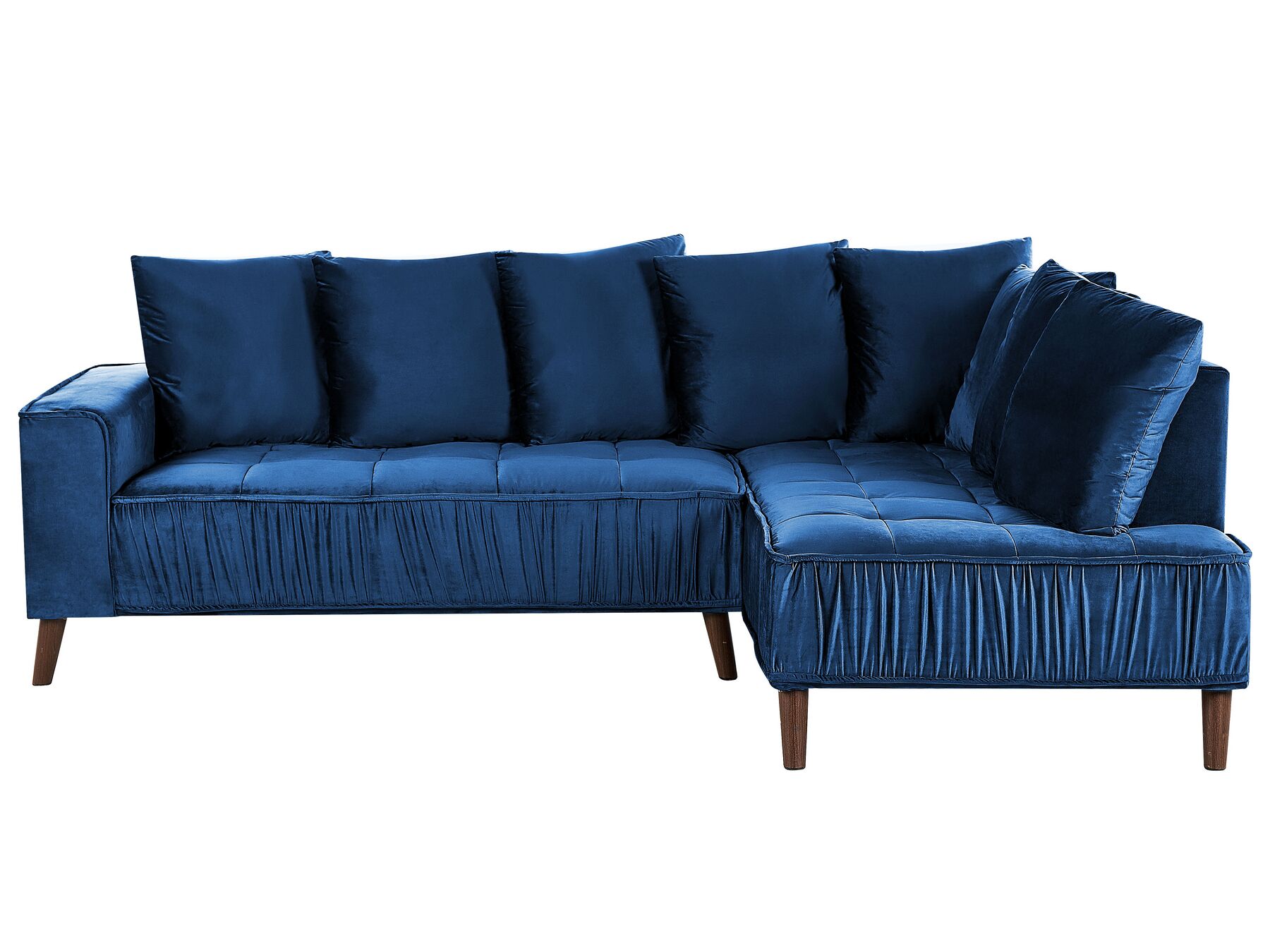 Corner Sofa GRENA Velvet Navy Blue 3 Seater Left Hand