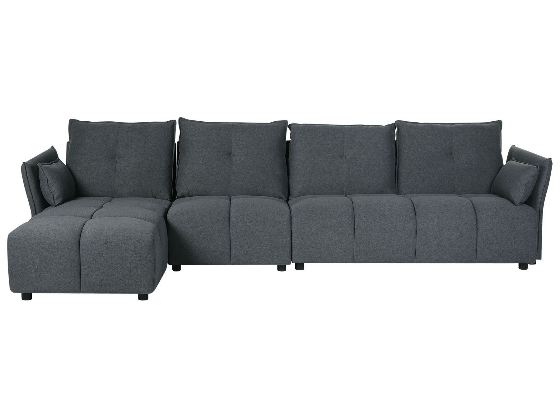Corner Sofa TOMRA Fabric Graphite Grey 4 Seater Right Hand
