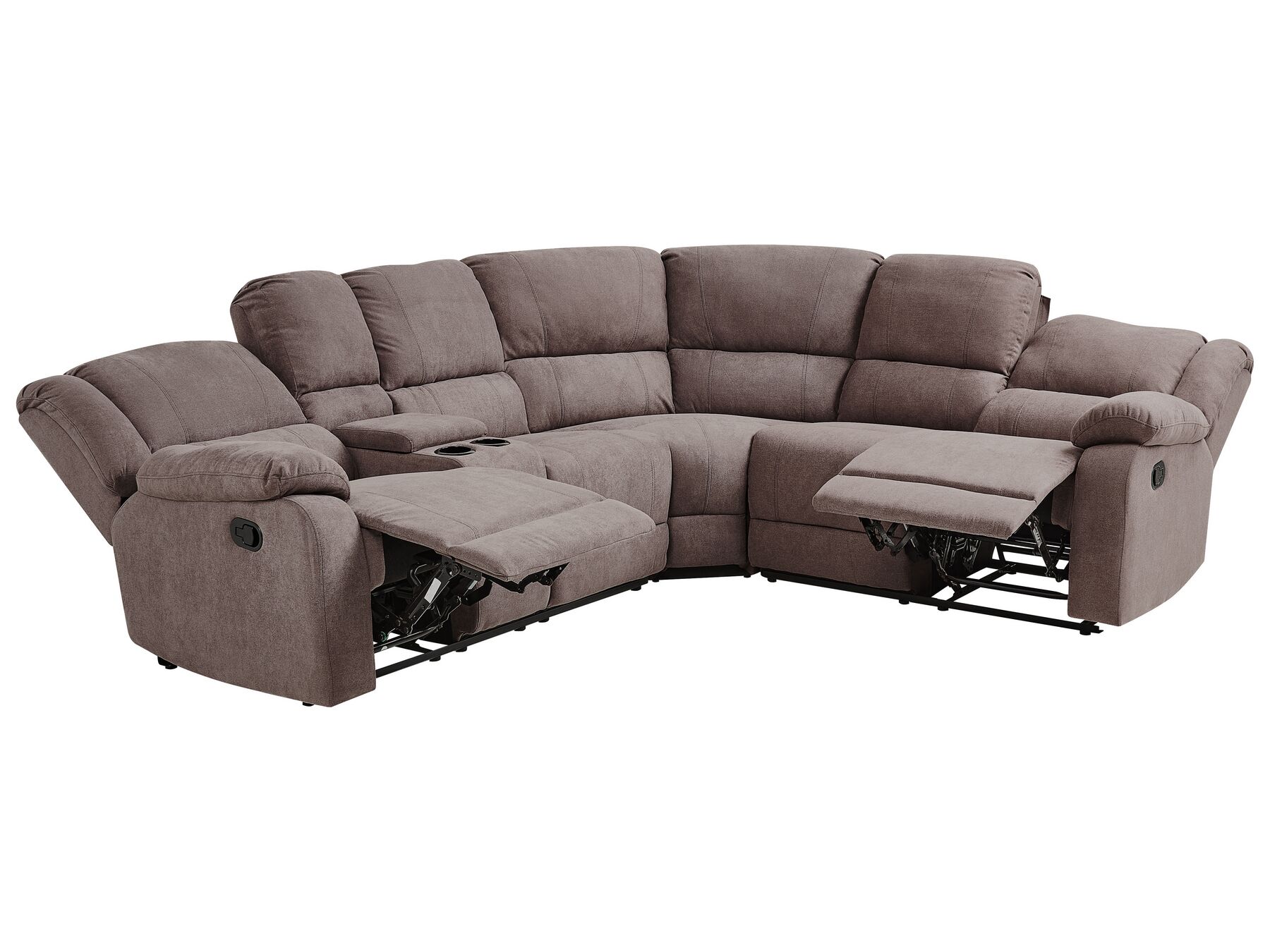 Manual Recliner Corner Sofa ROKKE Fabric Taupe 5 Seater Left Hand