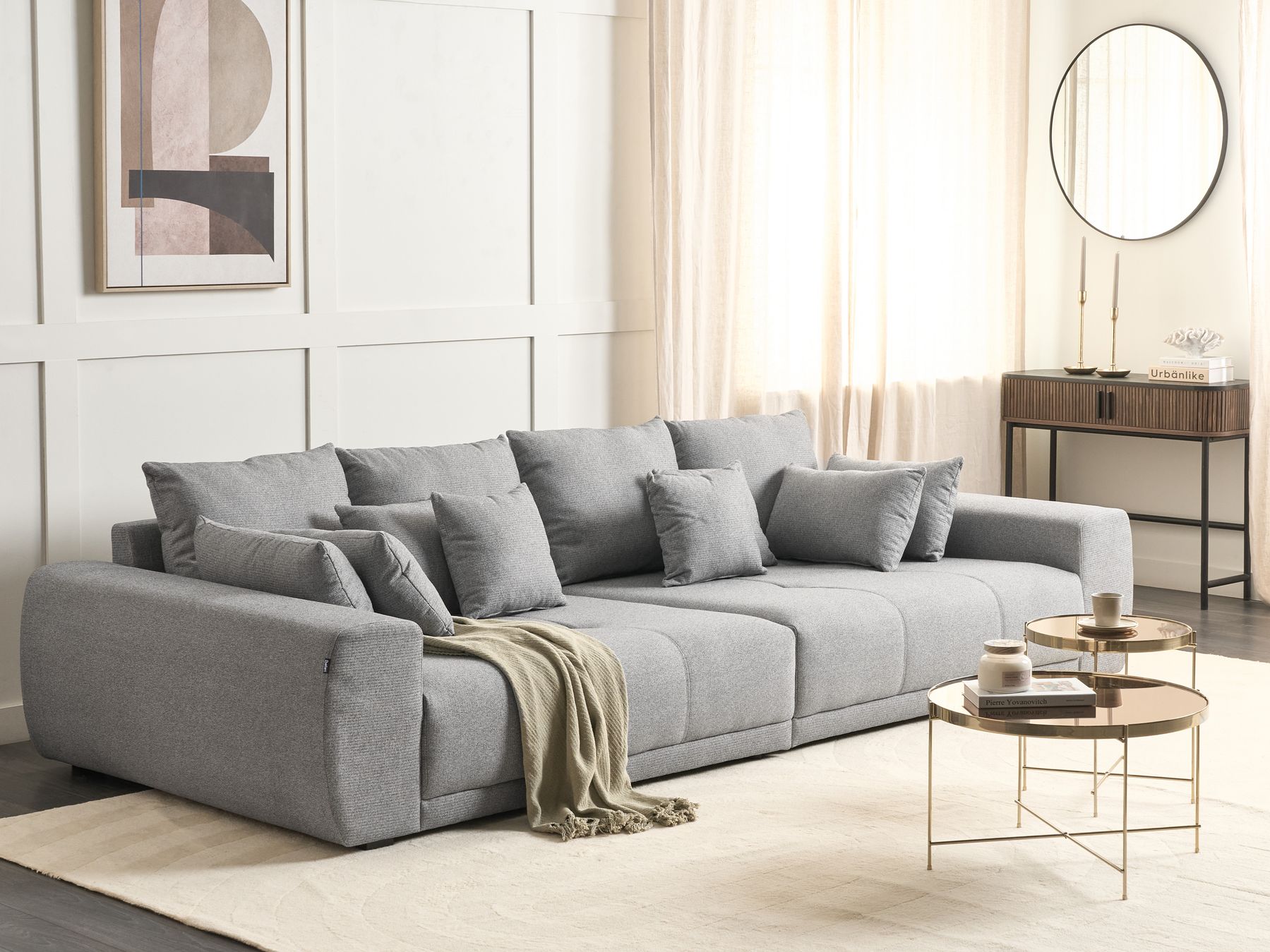 4 Seater Fabric Sofa Grey TORPO