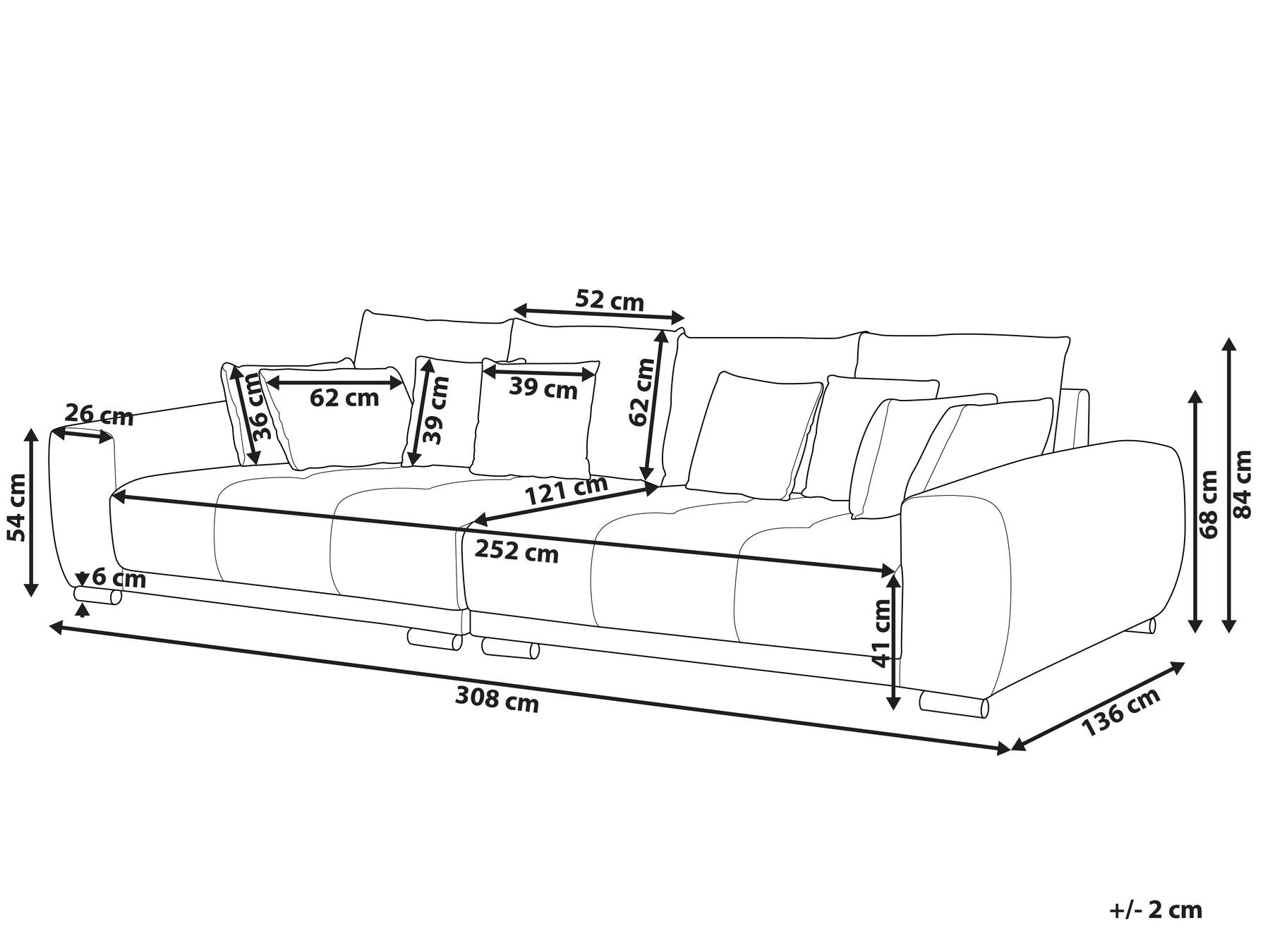 4 Seater Fabric Sofa Grey TORPO