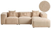 Corner Sofa Corduroy Beige 3 Seater Left Hand