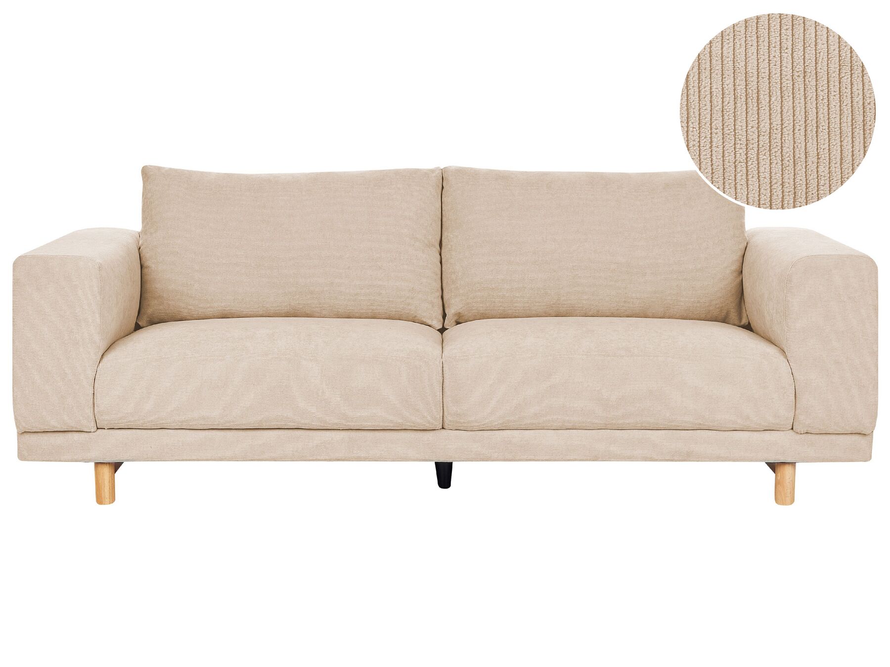 3 Seater Jumbo Cord Sofa Beige NIVALA