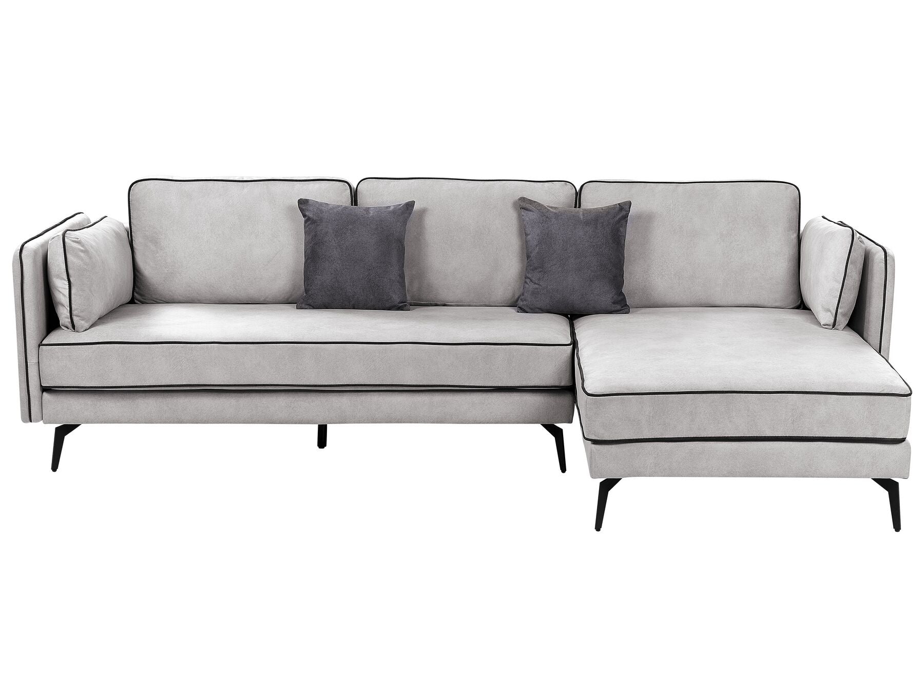 Corner Sofa ALTAN Velvet Light Grey 3 Seater Left Hand