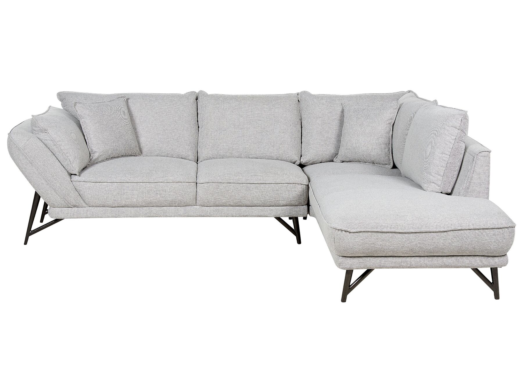 Left Hand Linen Corner Sofa Light Grey ELGA