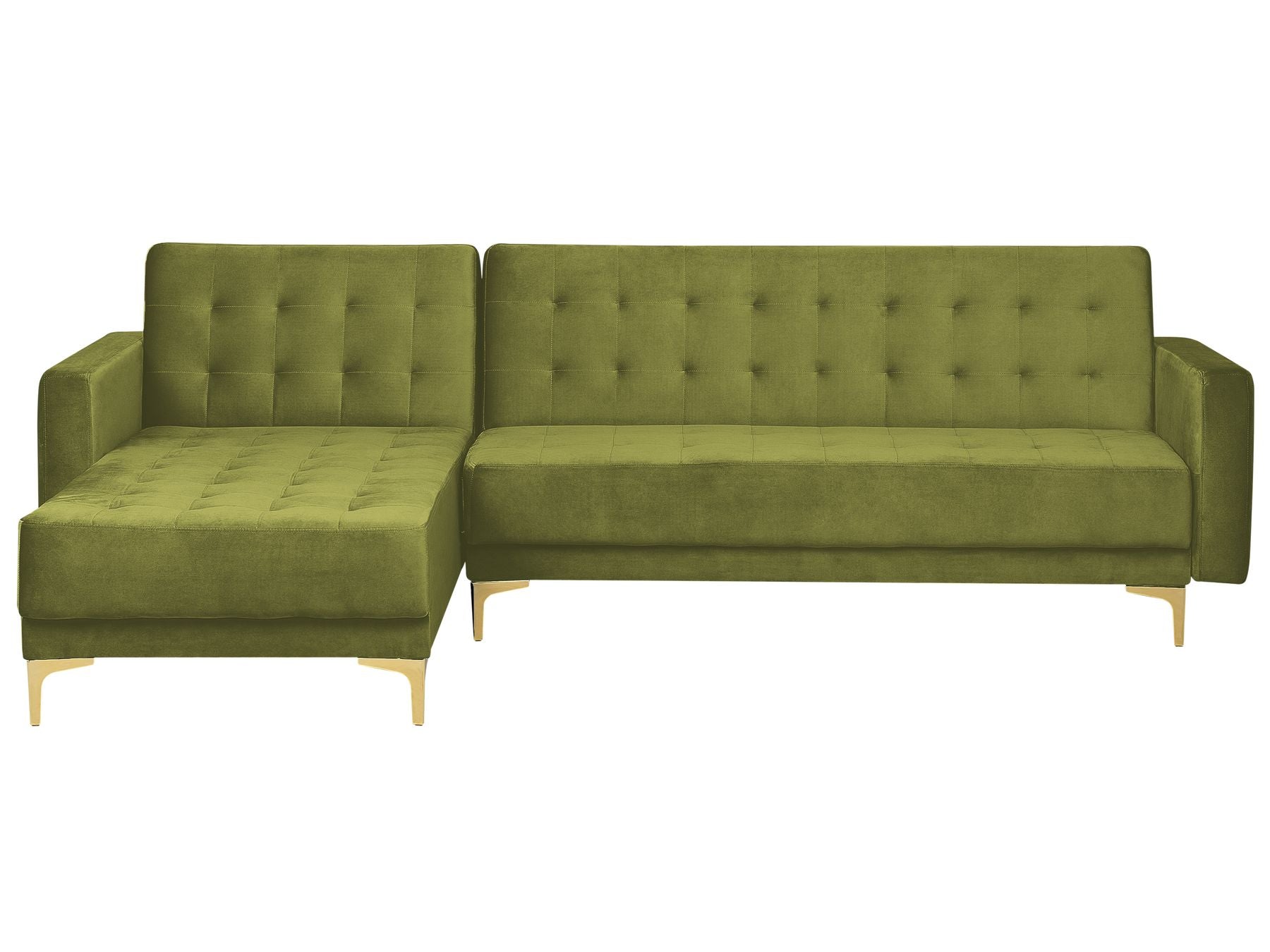 Modular Corner Sofa Bed ABERDEEN Velvet Green 4 Seater Right Hand