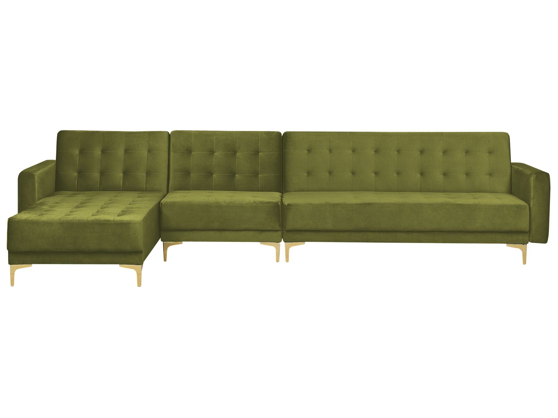 Modular Corner Sofa Bed ABERDEEN Velvet Green 5 Seater Right Hand