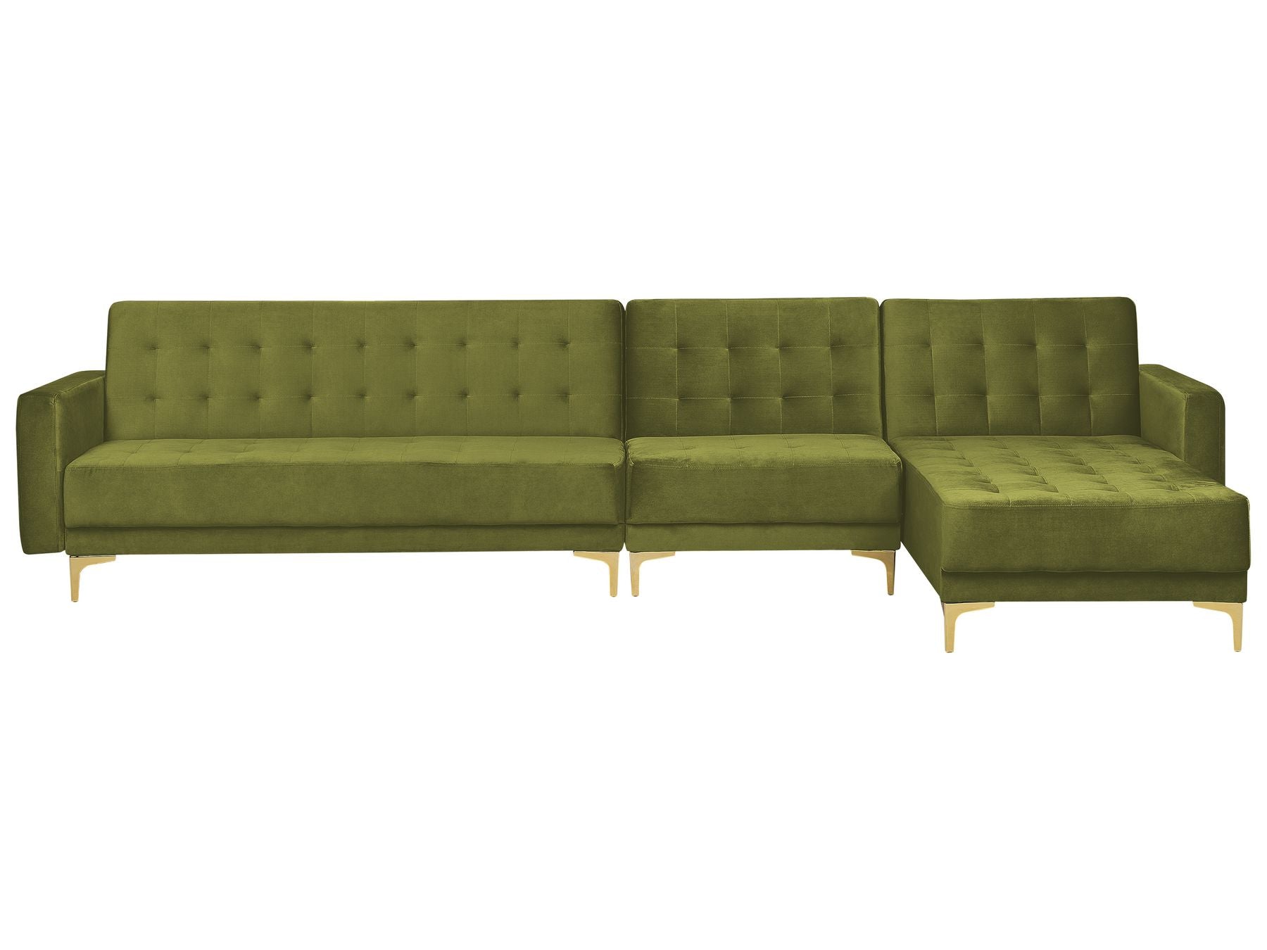 Modular Corner Sofa Bed ABERDEEN Velvet Green 5 Seater Left Hand