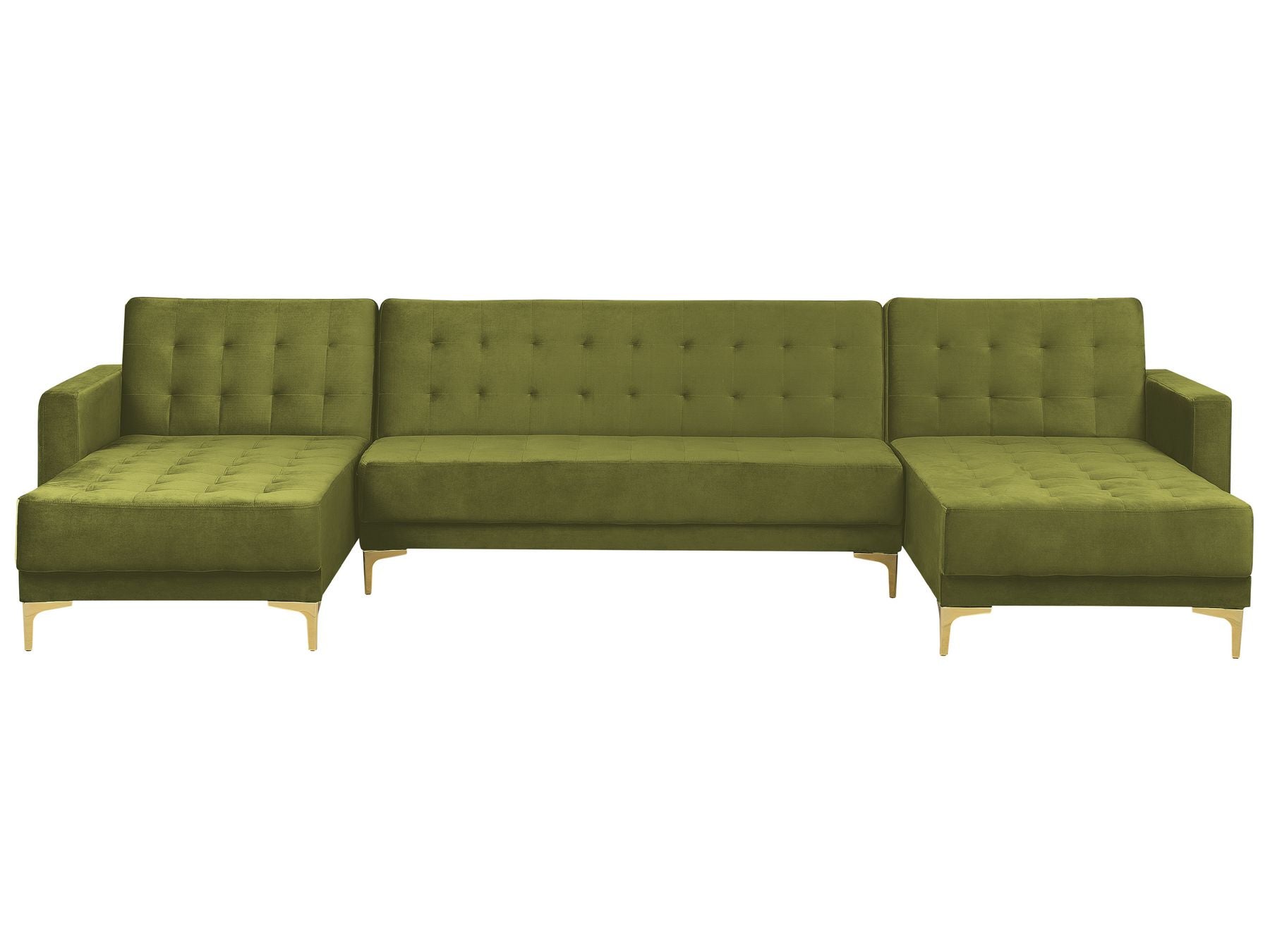 Modular U-Shape Sofa Bed ABERDEEN Velvet Green 5 Seater