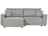 Corner Sofa Bed Fabric Grey with Storage 3 Seater Right Hand