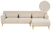 Corner Sofa Corduroy Light Beige 3 Seater Left Hand