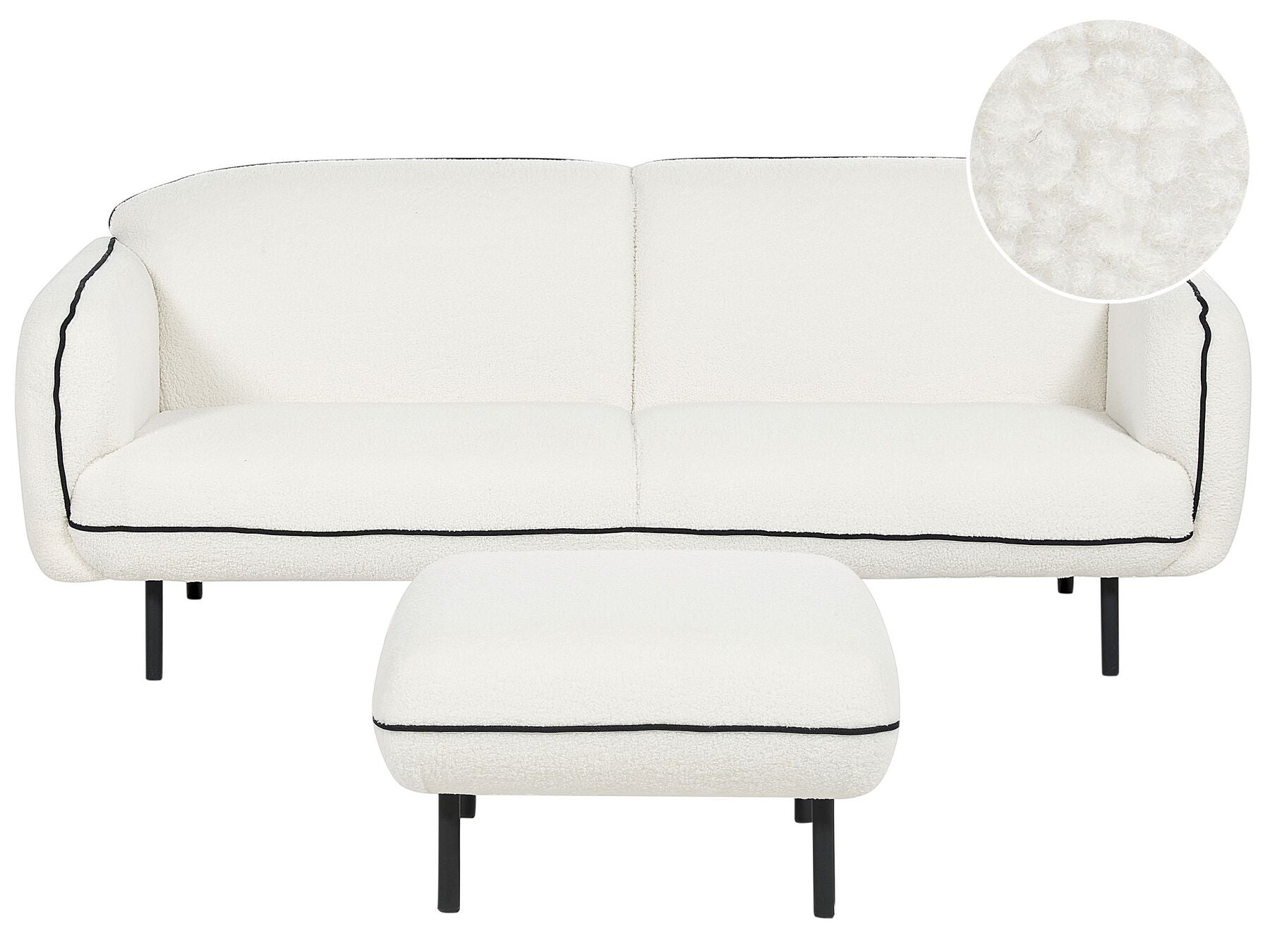 Boucle Sofa with Ottoman White TONSBERG