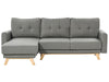 Corner Sofa Bed Fabric Grey with Storage 3 Seater Right Hand