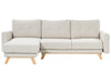 Corner Sofa Bed Fabric Light Beige with Storage 3 Seater Right Hand