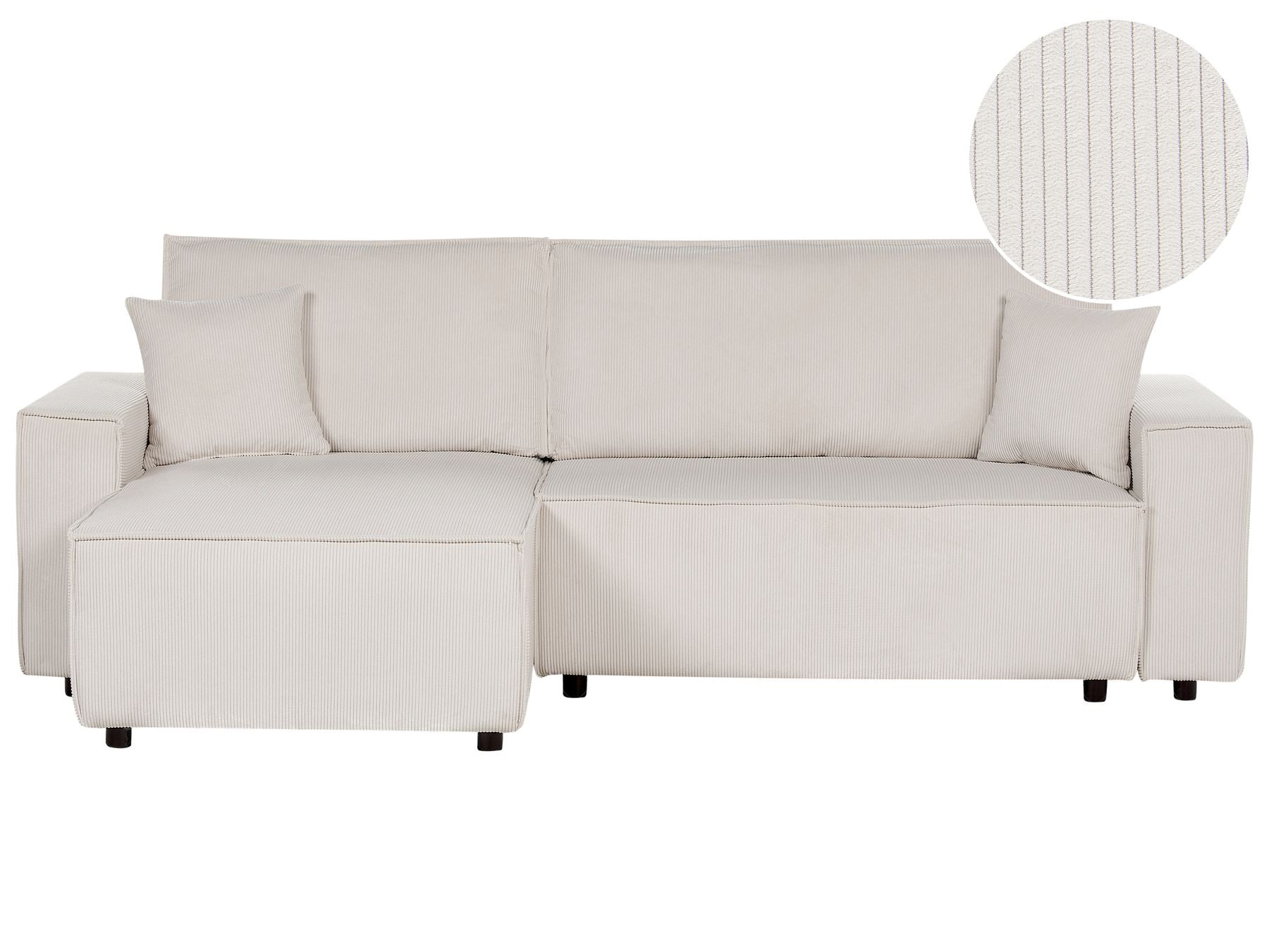Corner Sofa Bed ABACKA Corduroy Off-White 3 Seater Right Hand