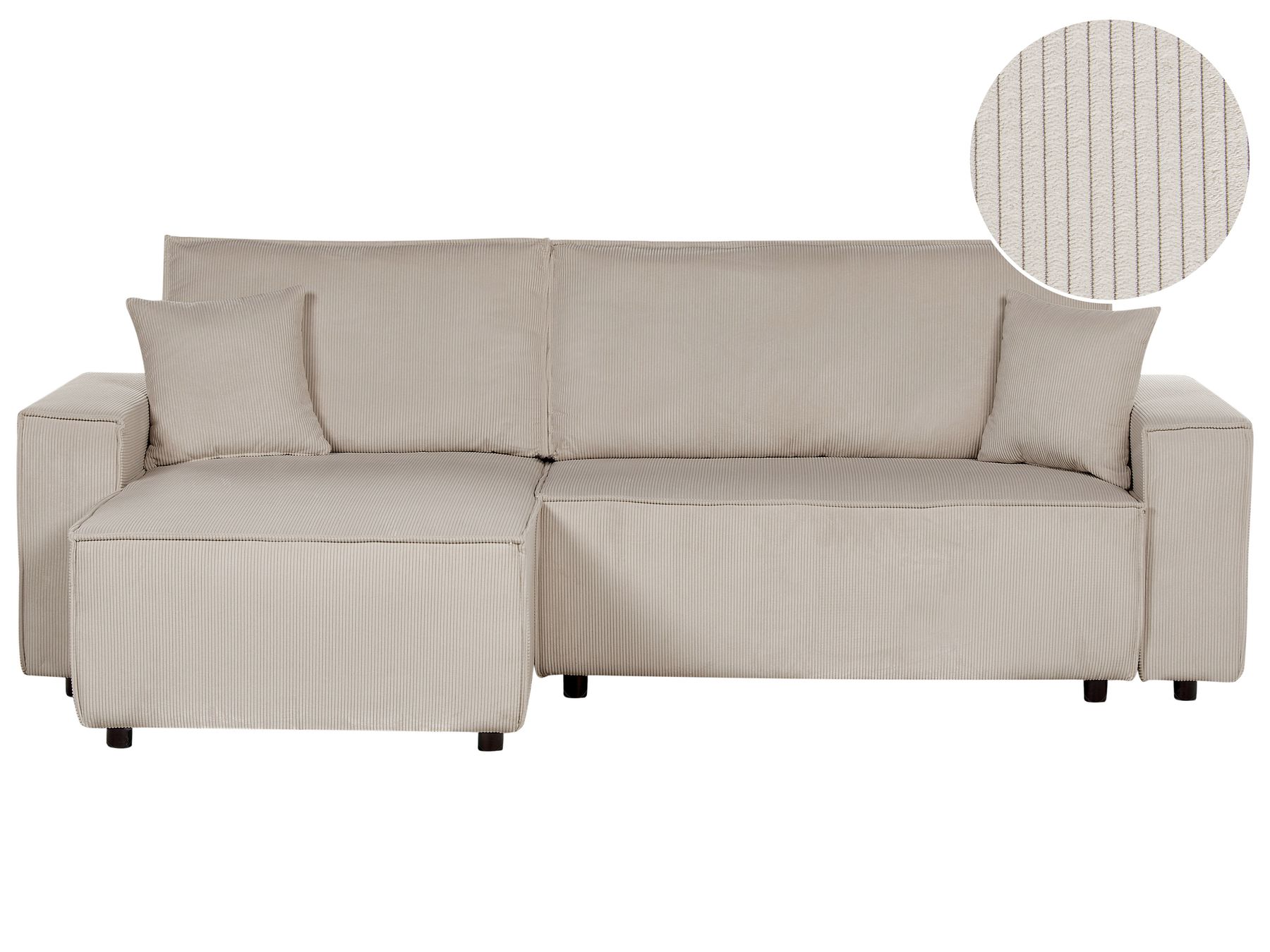 Corner Sofa Bed ABACKA Corduroy Beige 3 Seater Right Hand
