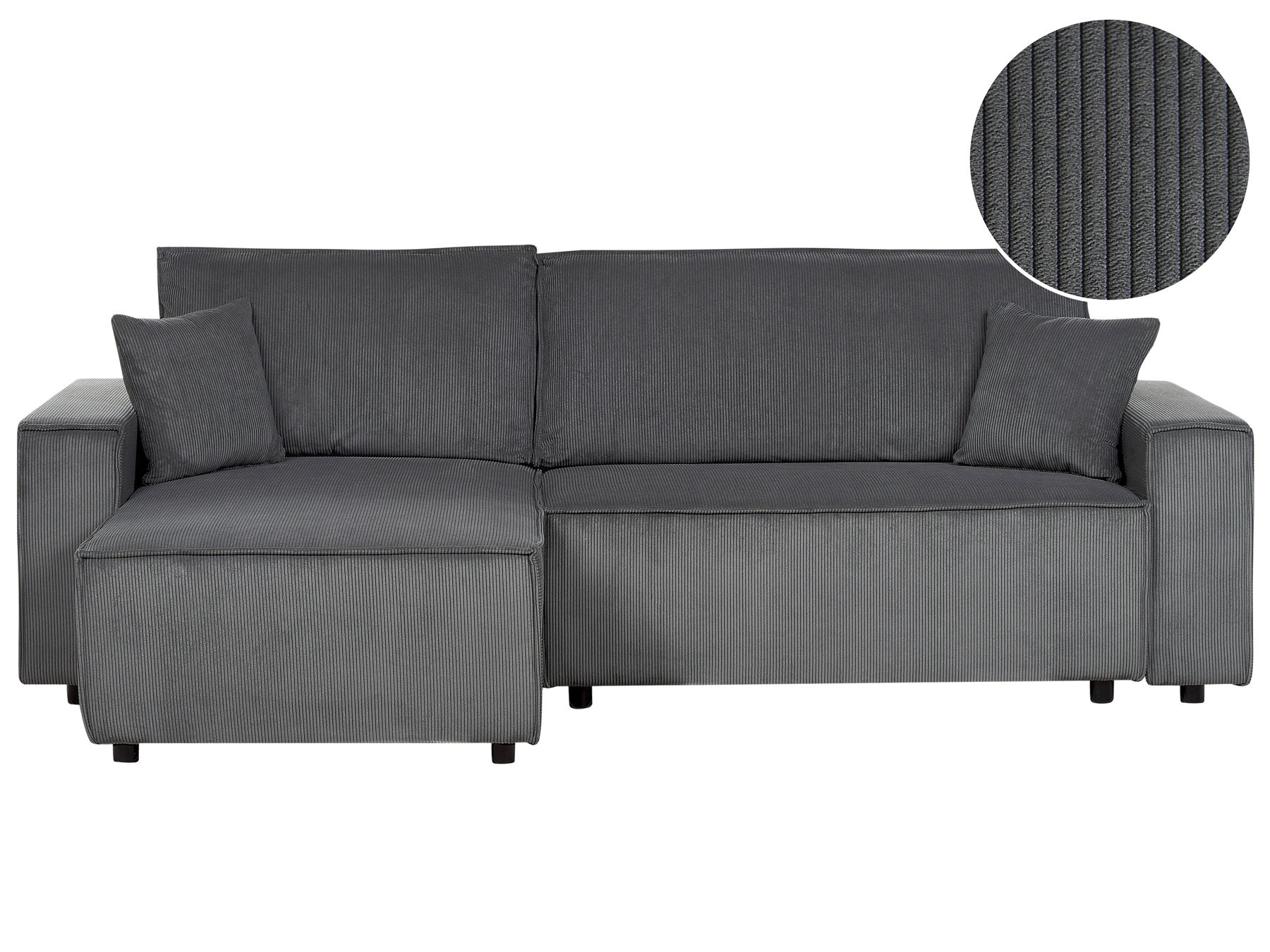 Corner Sofa Bed ABACKA Corduroy Graphite Grey 3 Seater Right Hand
