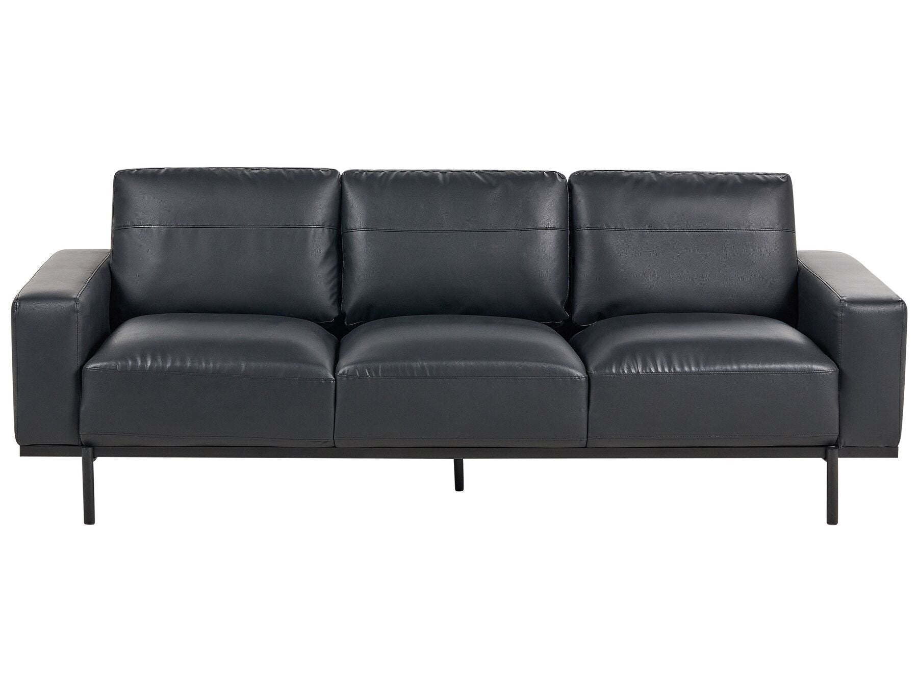 3 Seater Sofa Faux Leather Black SOVIK