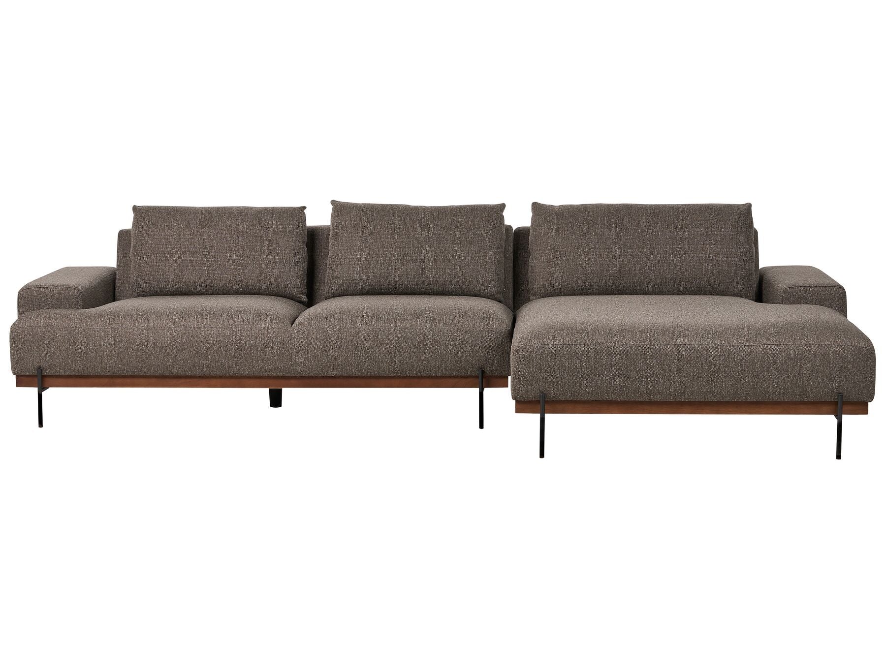 Left Hand Fabric Corner Sofa Brown MARIFERD