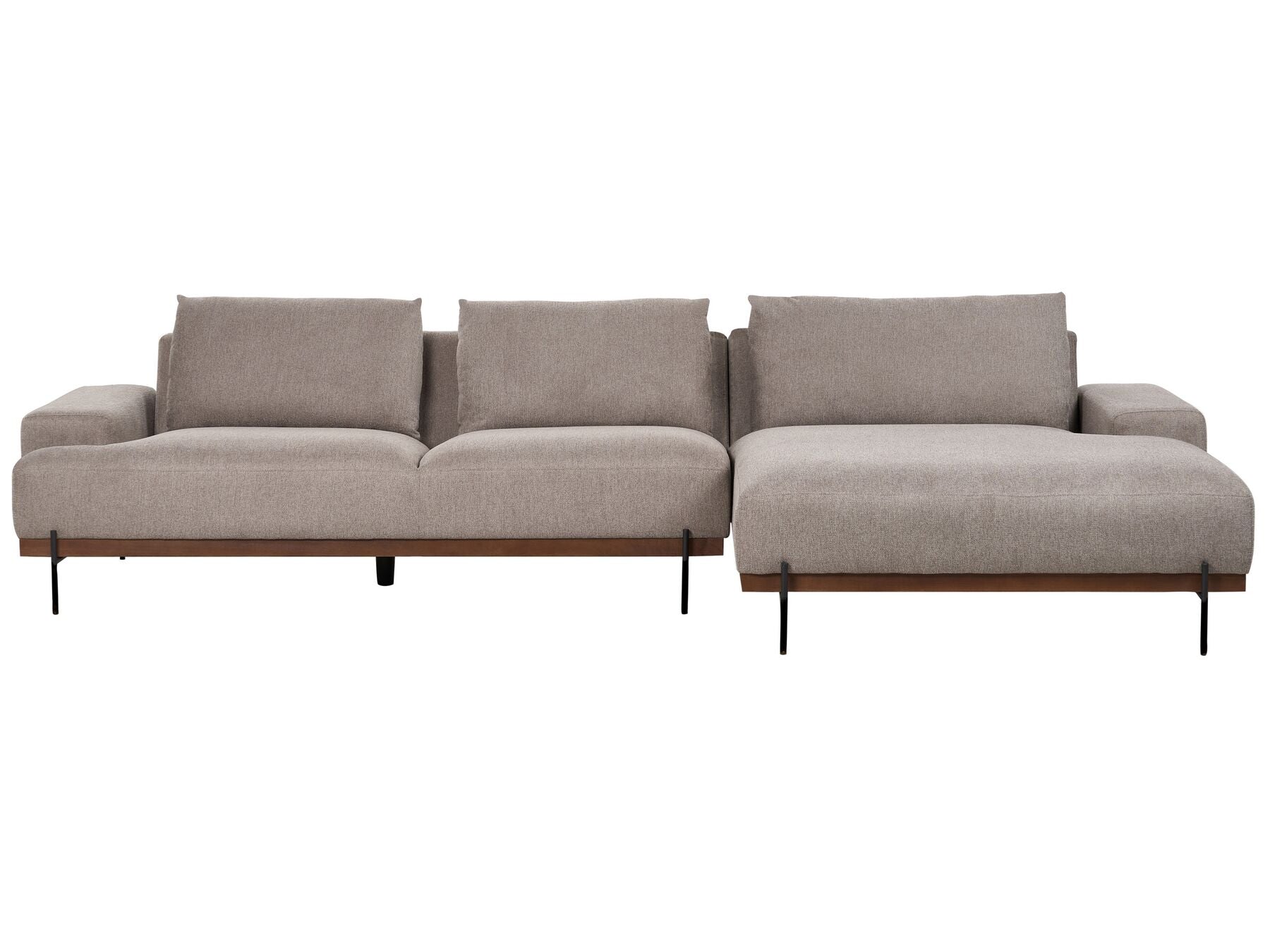 Corner Sofa MARIFERD Fabric Light Brown 3 Seater Left Hand