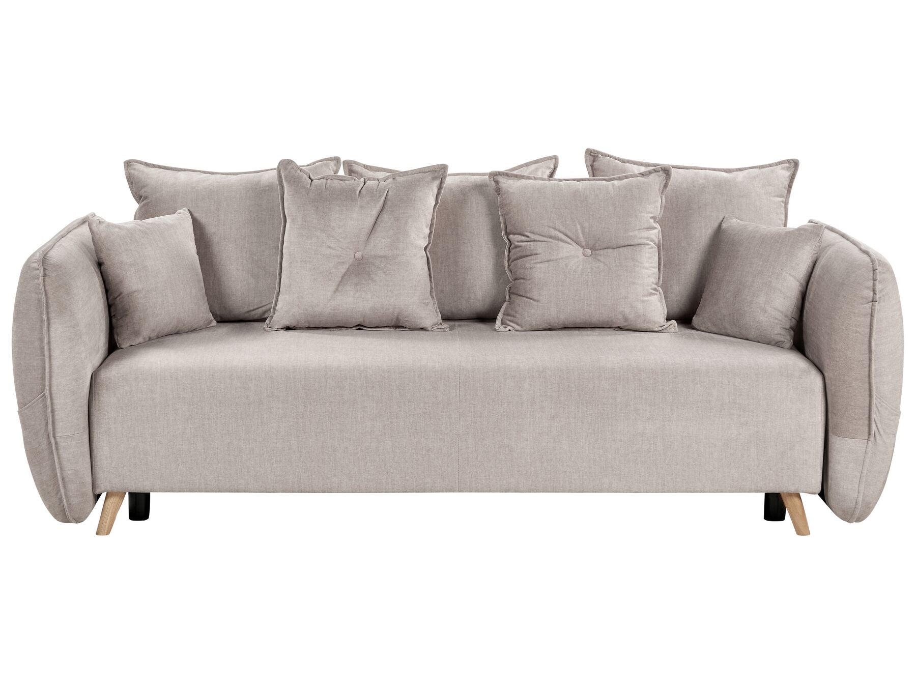 Sofa Bed VALLANES Velvet Taupe with Storage 2 Seater