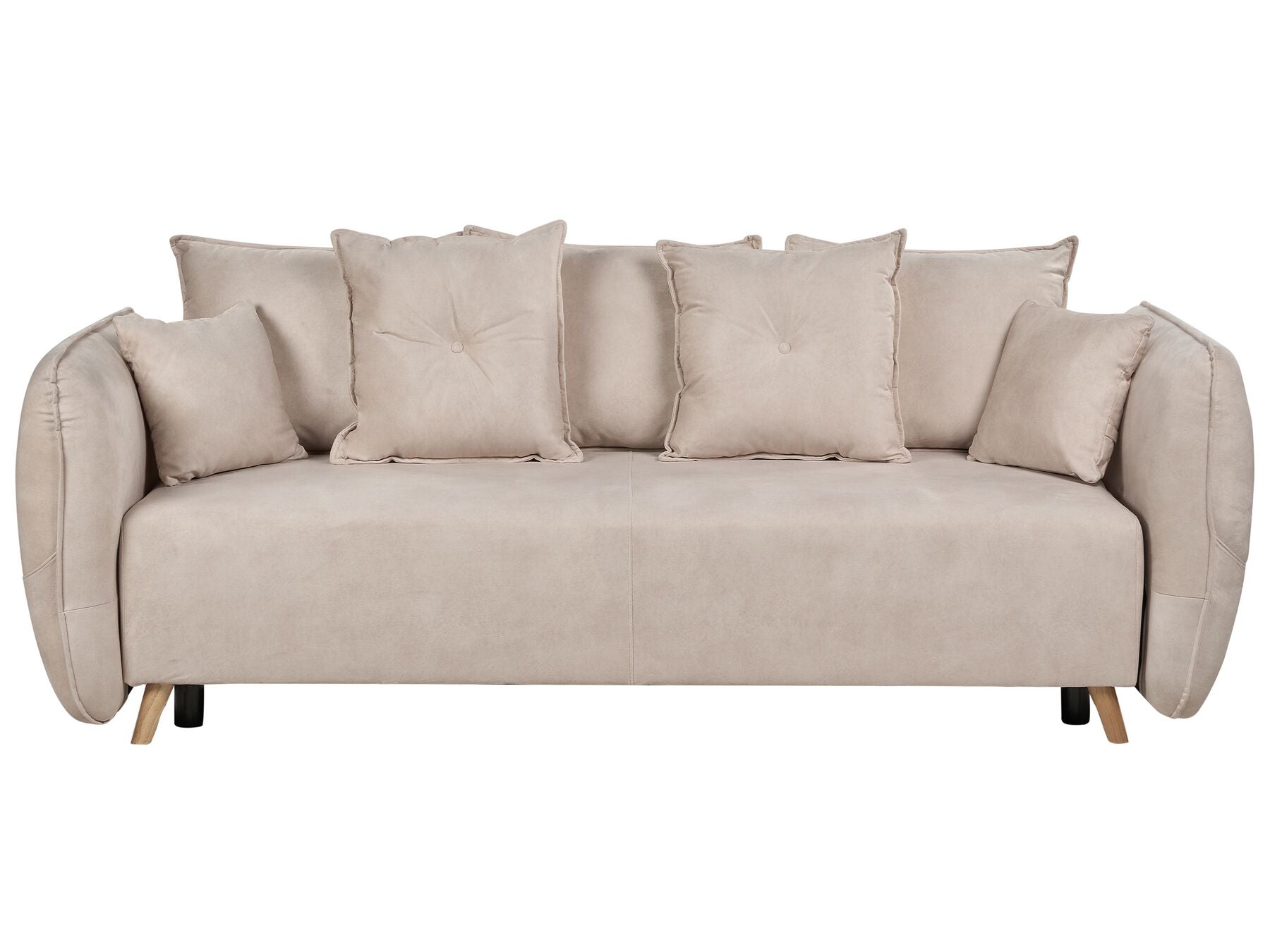 Sofa Bed VALLANES Velvet Light Beige Beige with Storage 2 Seater