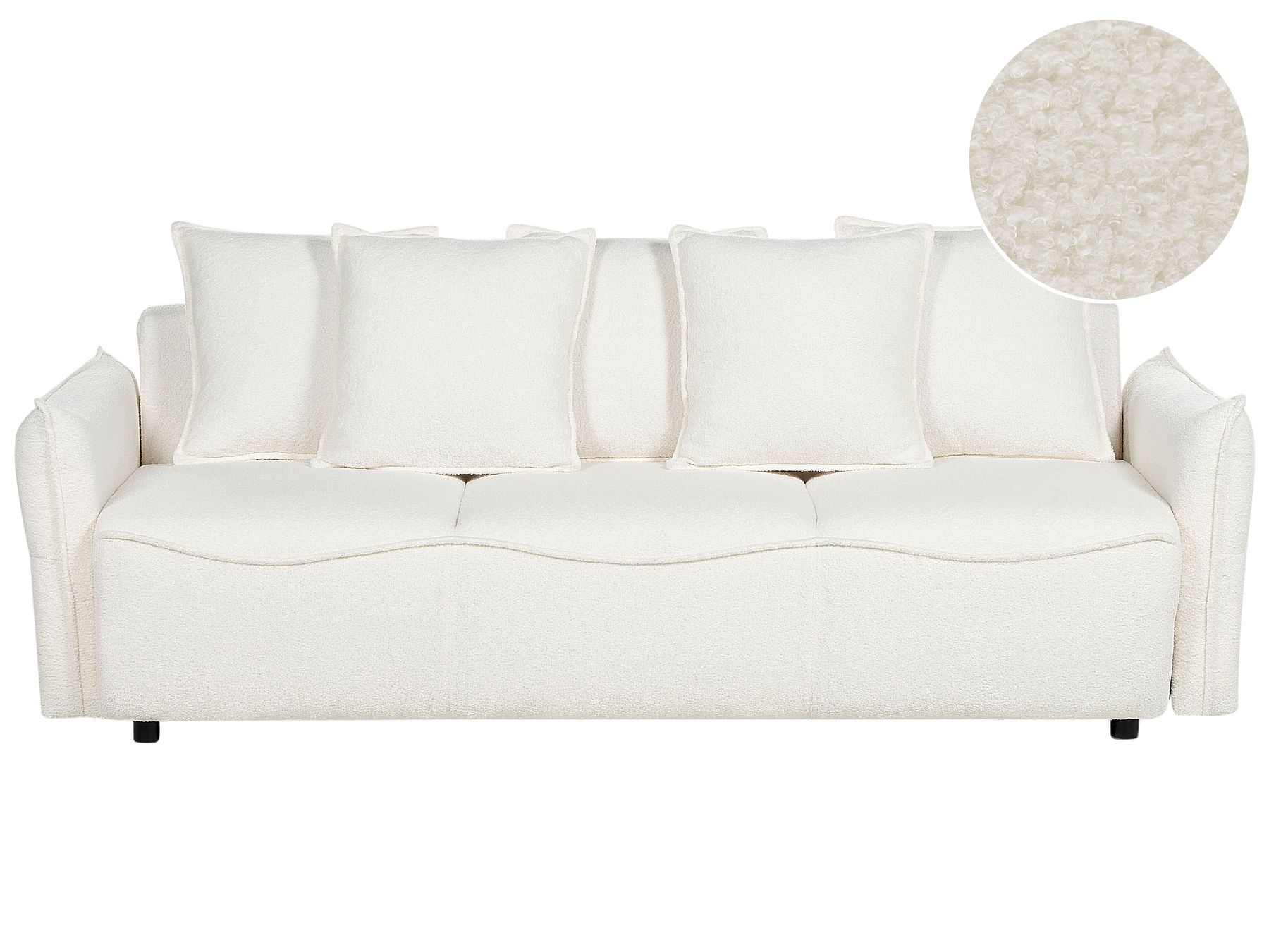 Sofa Bed KRAMA Boucle White with Storage 3 Seater