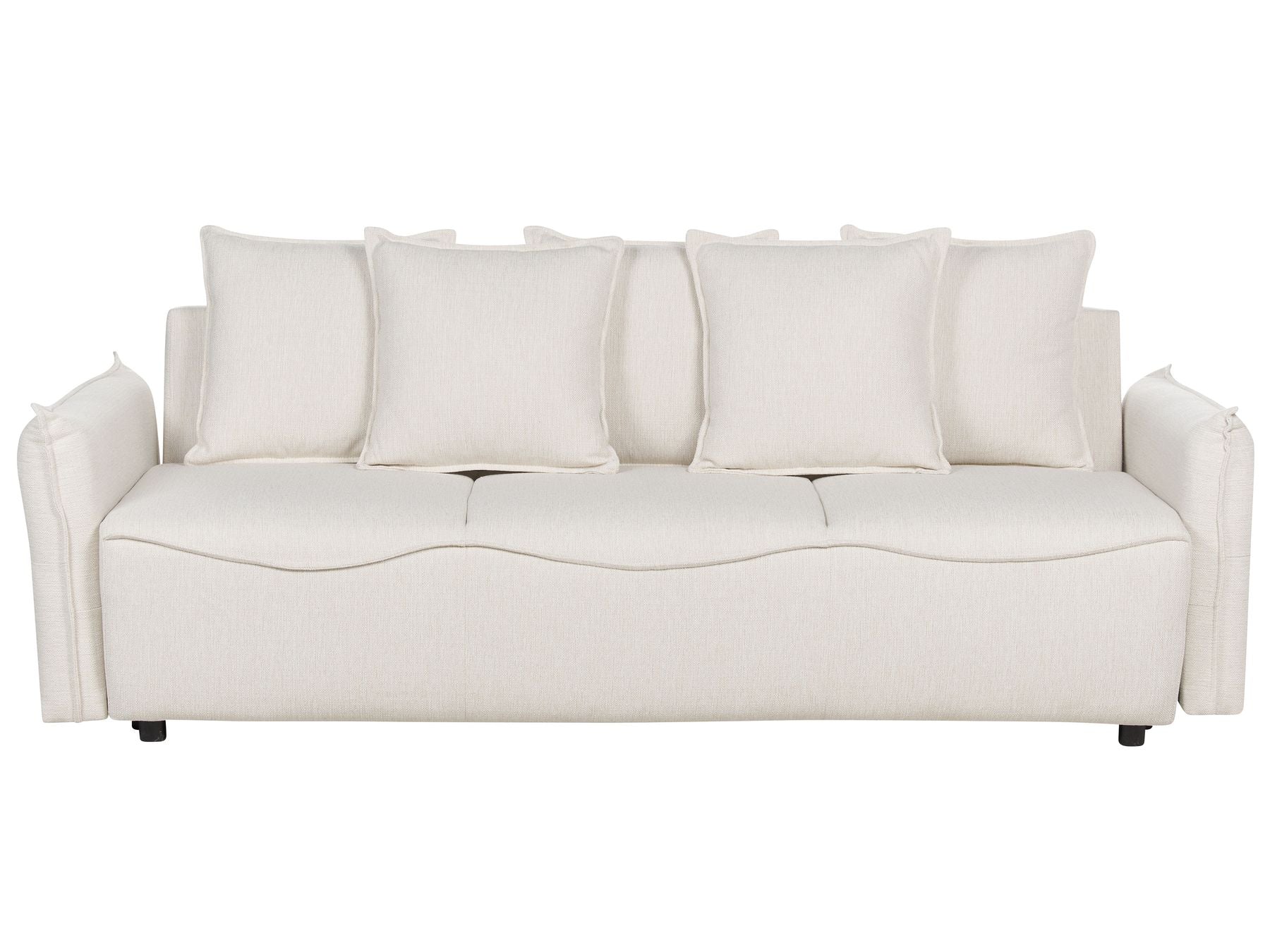 Sofa Bed KRAMA Fabric Off-White with Storage 3 Seater