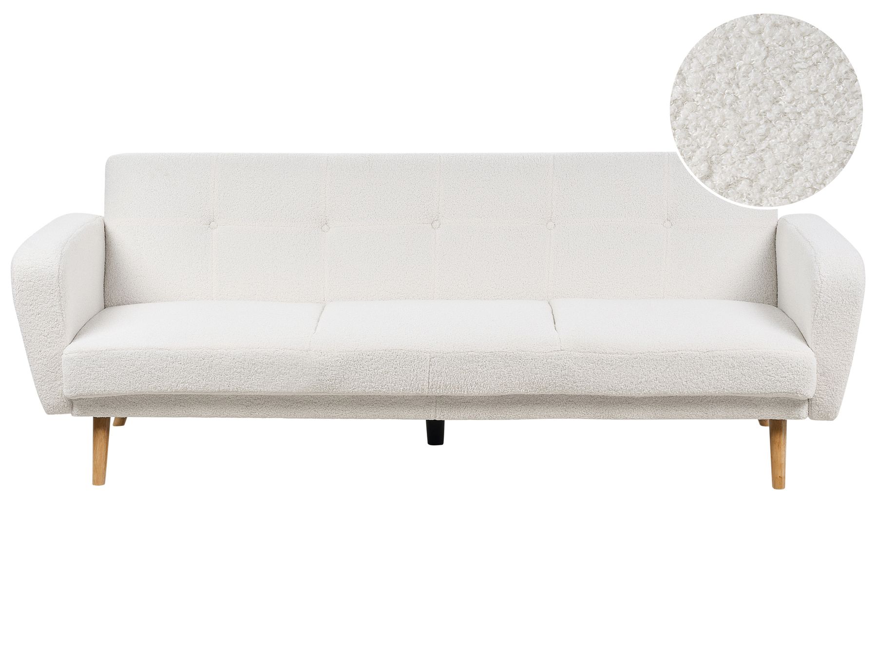 Sofa Bed FLORLI Boucle Off-White 3 Seater