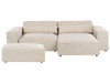 Modular Corner Sofa Velvet Light Beige with Ottoman 2 Seater Left Hand