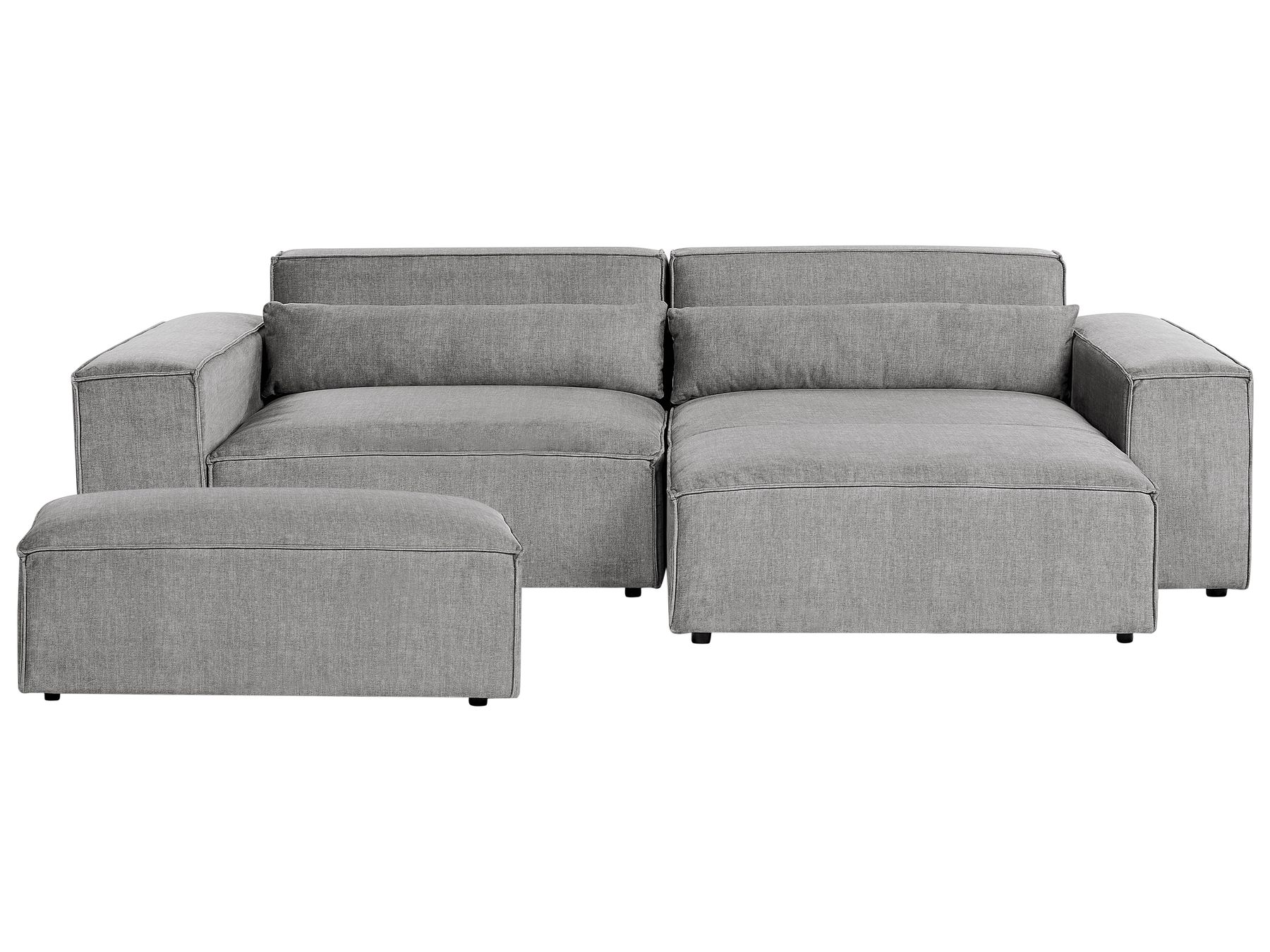 Modular Corner Sofa HELLNAR Fabric Grey with Ottoman 2 Seater Left Hand