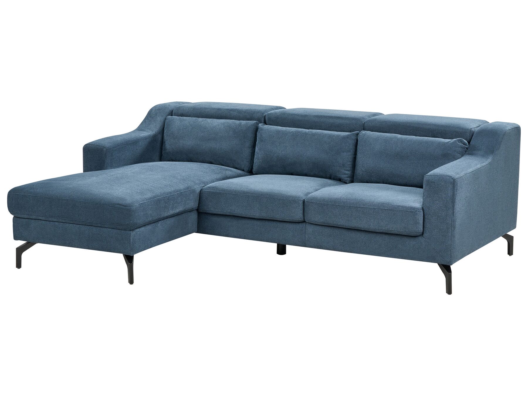 Right Hand Fabric Corner Sofa Blue GLOSLI
