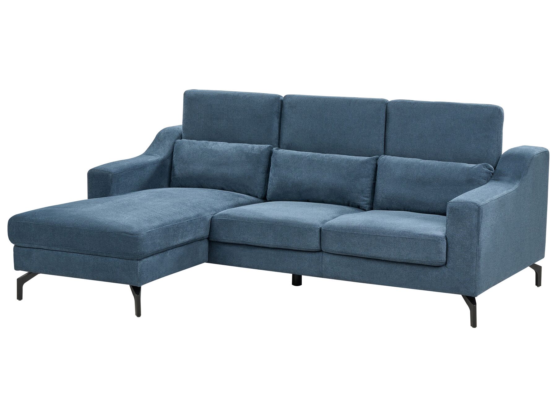 Right Hand Fabric Corner Sofa Blue GLOSLI
