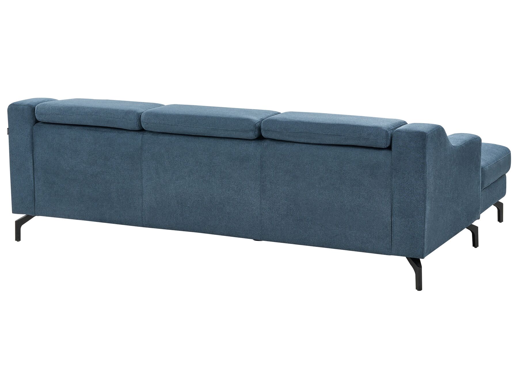 Right Hand Fabric Corner Sofa Blue GLOSLI