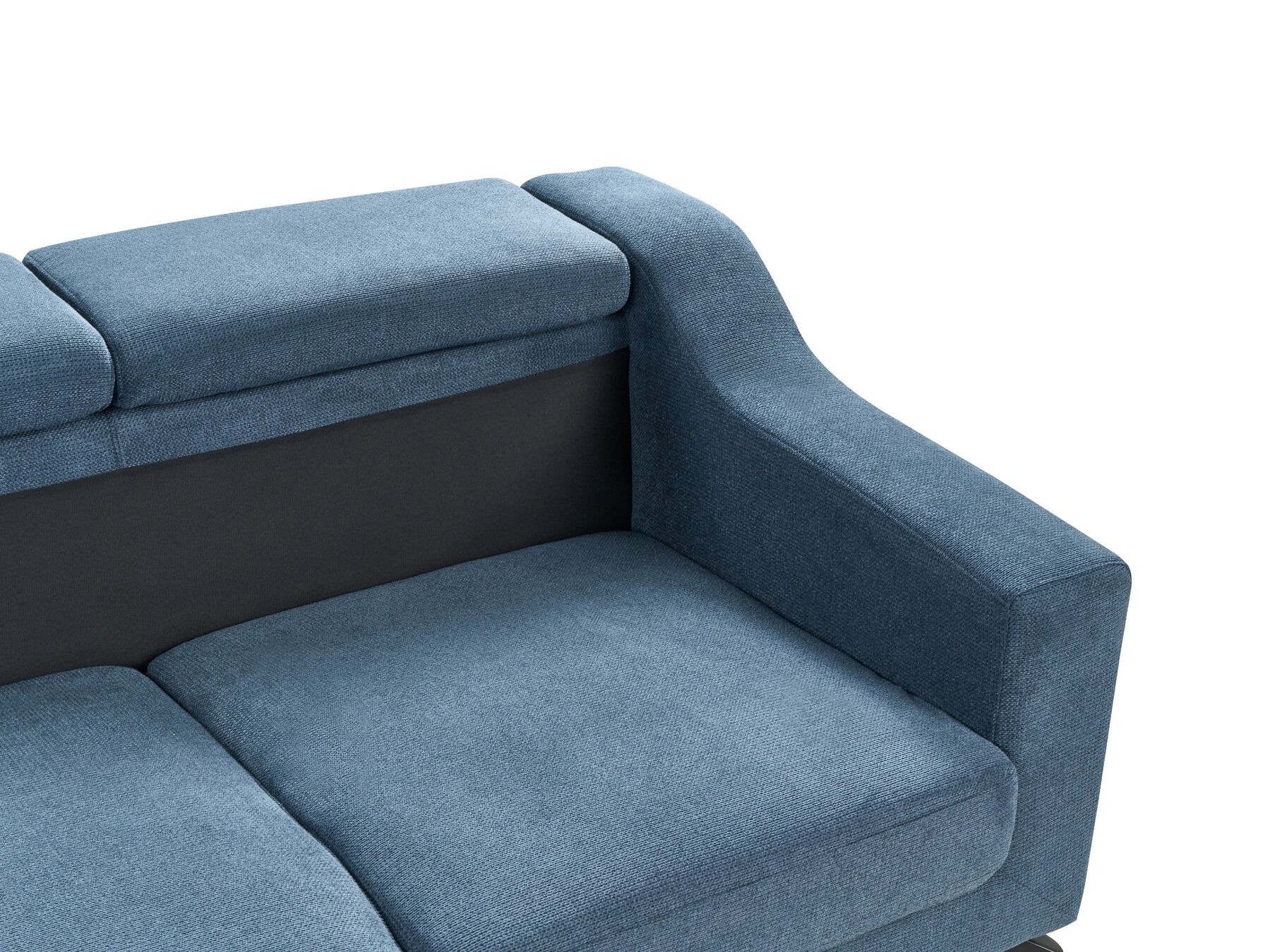 Right Hand Fabric Corner Sofa Blue GLOSLI