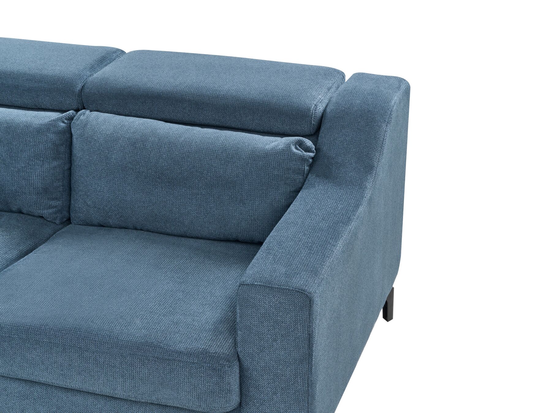 Right Hand Fabric Corner Sofa Blue GLOSLI