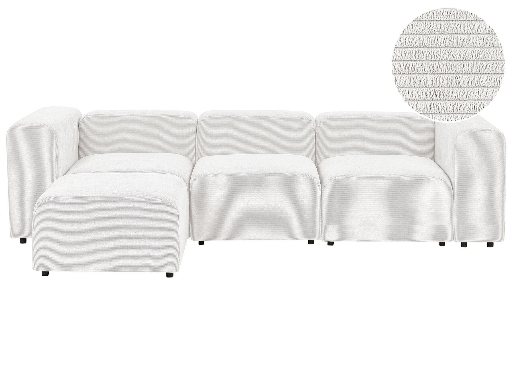 Modular Sofa FALSTERBO Corduroy Off-White with Ottoman 3 Seater