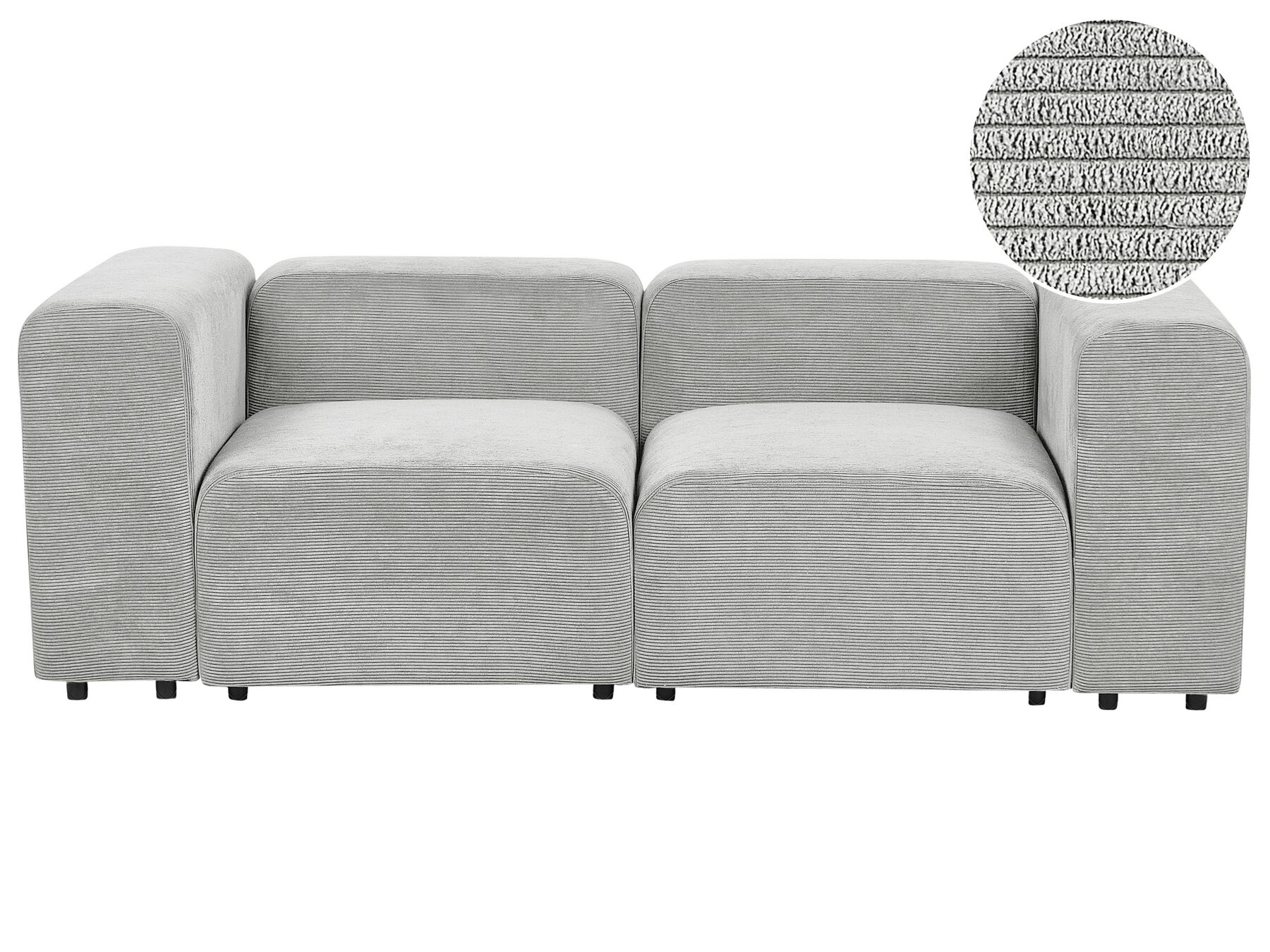 2 Seater Modular Corduroy Sofa Grey FALSTERBO