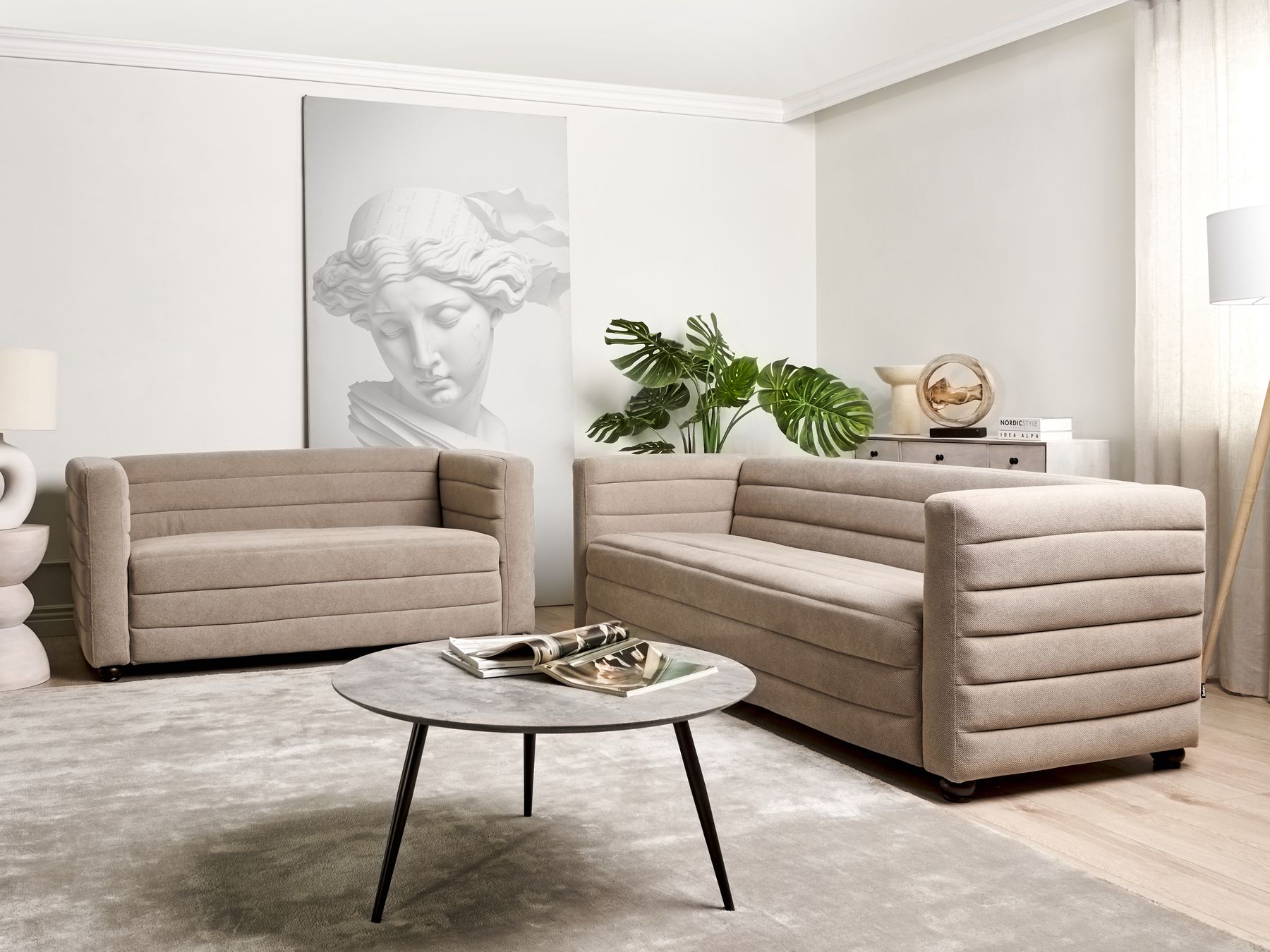 2 Seater Fabric Sofa Taupe HOFN