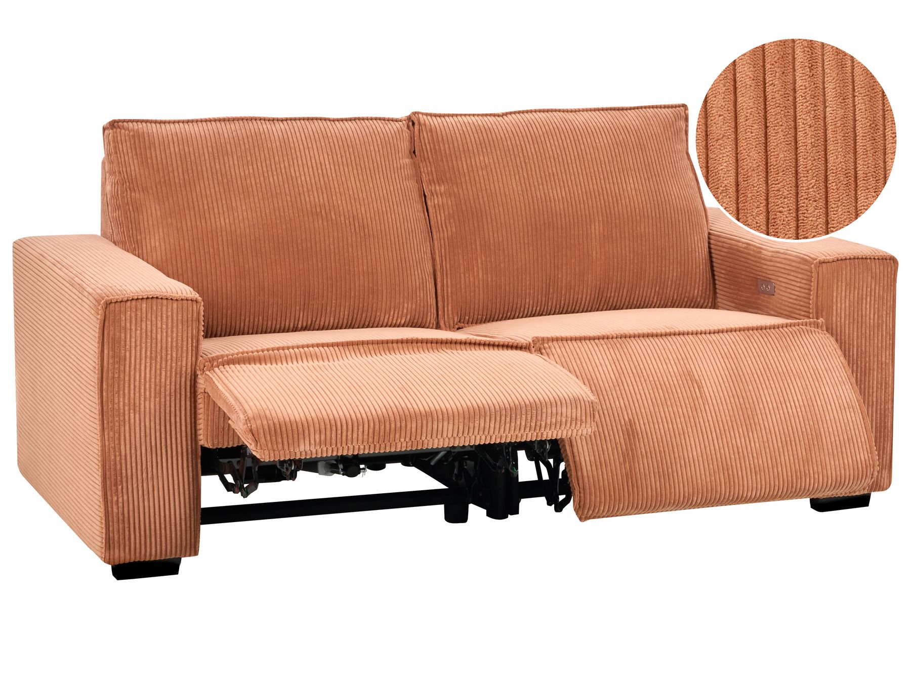 Jumbo Cord Electric Recliner Sofa Orange NUKARI