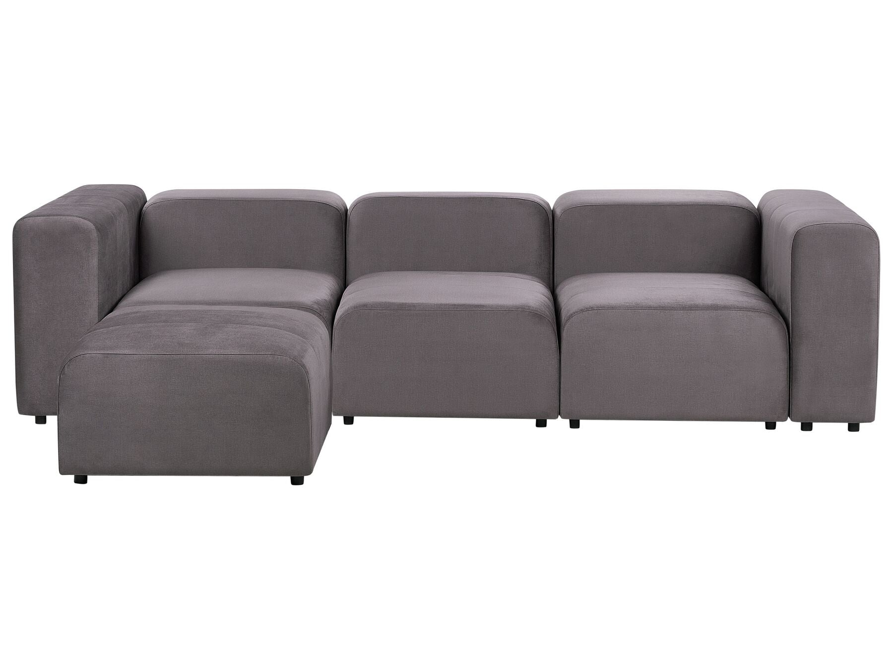Modular Sofa FALSTERBO Velvet Dark Grey with Ottoman 3 Seater