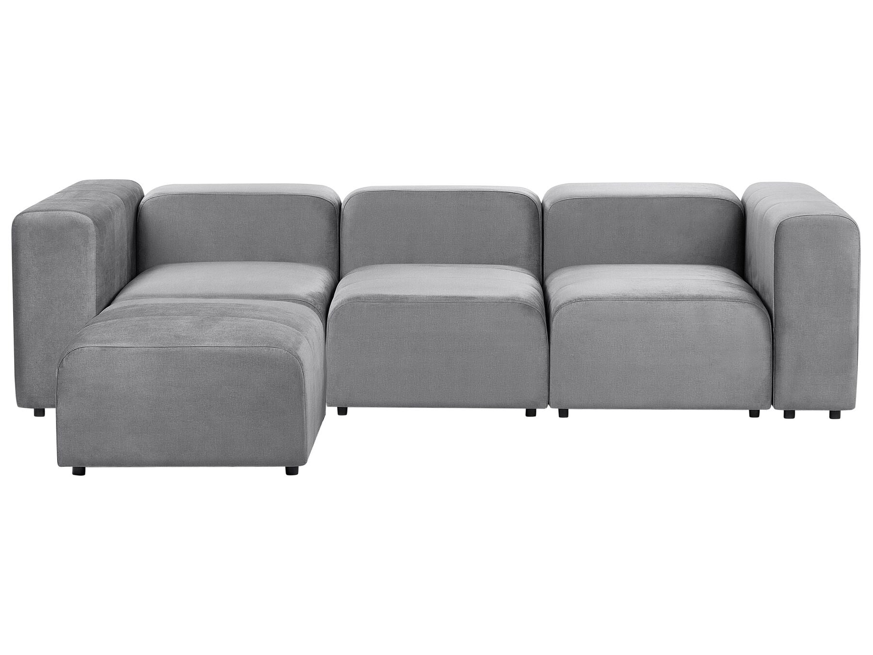 Modular Sofa FALSTERBO Velvet Grey with Ottoman 3 Seater