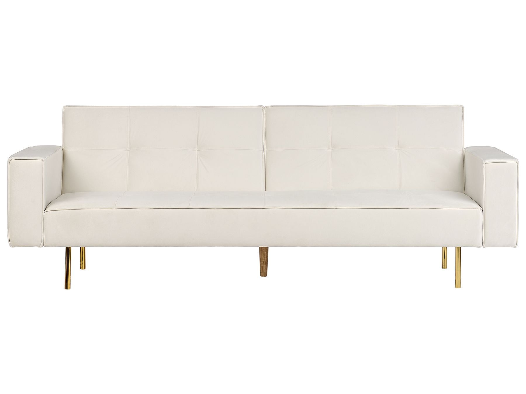 Sofa Bed VISNES Velvet Off-White 3 Seater