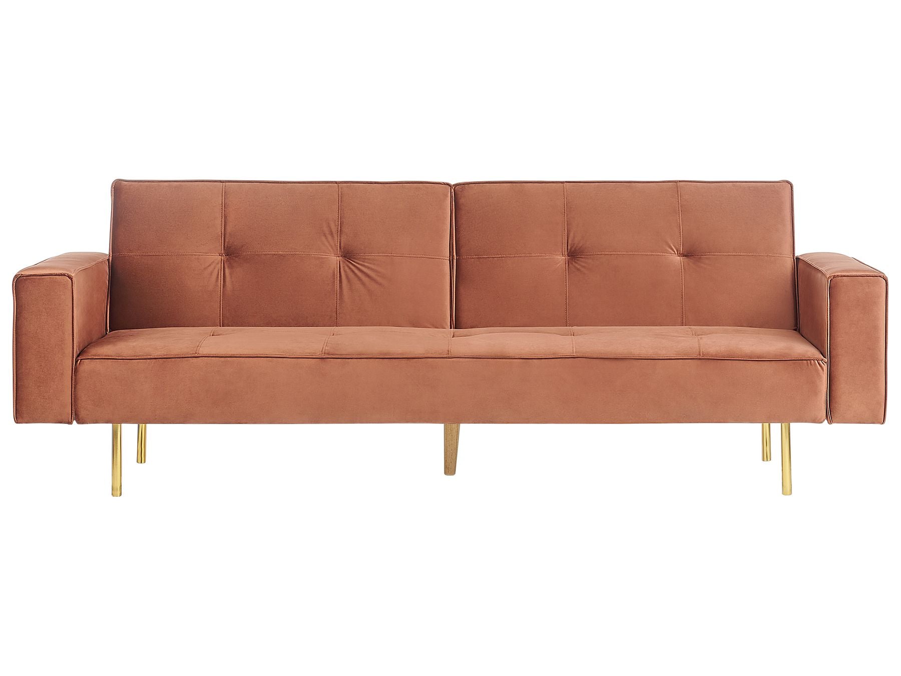 Sofa Bed VISNES Velvet Golden Brown 3 Seater