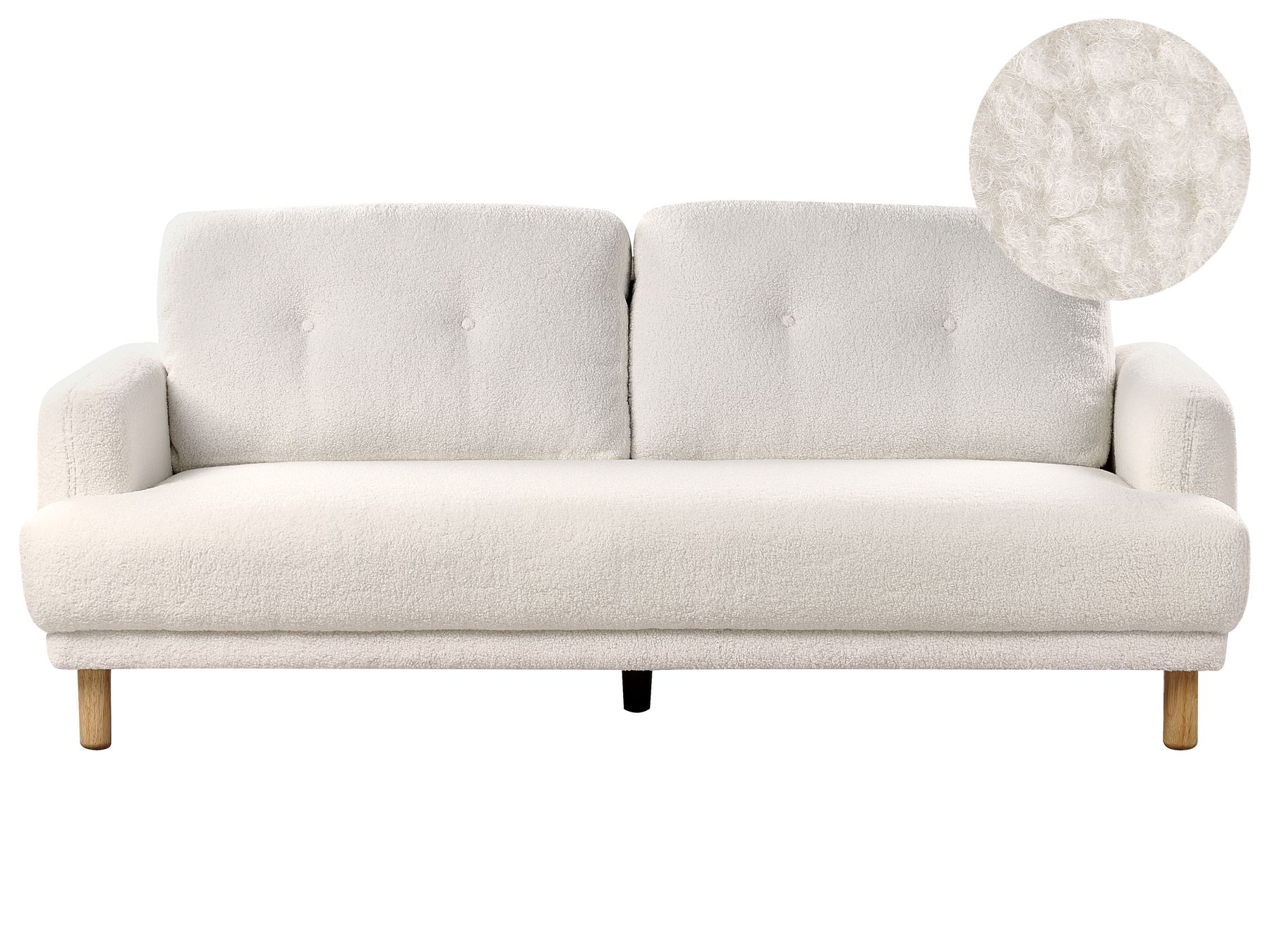 3 Seater Boucle Sofa White TUVE