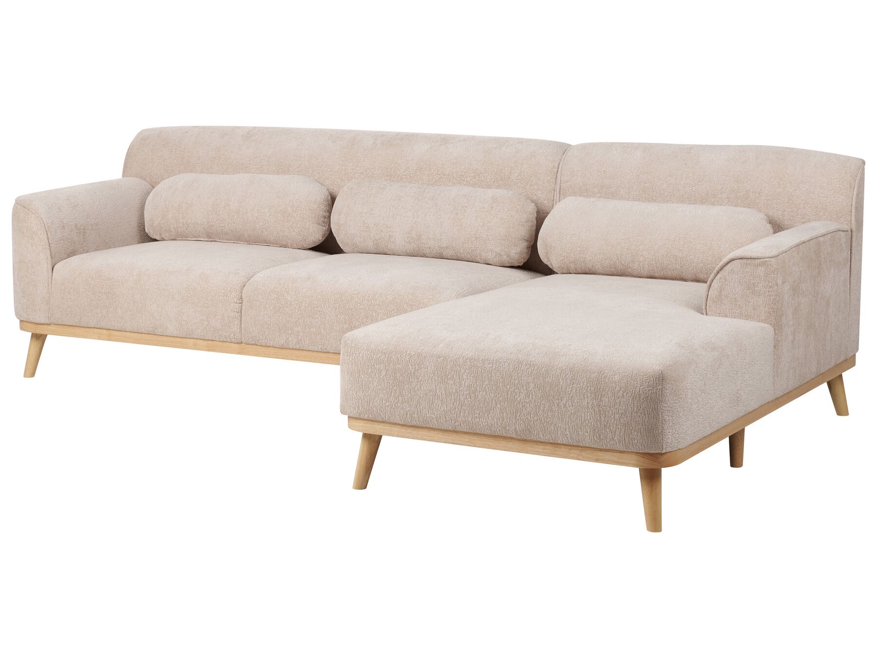Left Hand Chenille Corner Sofa Beige SIMOS